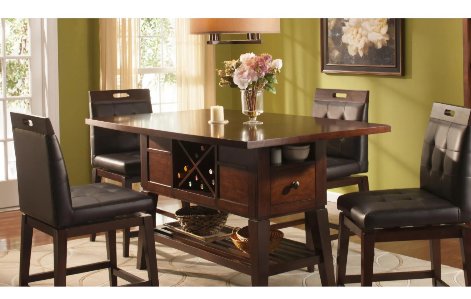 High Top Table and Chairs Set for 4 Dining Room Bar Pub Kitchen