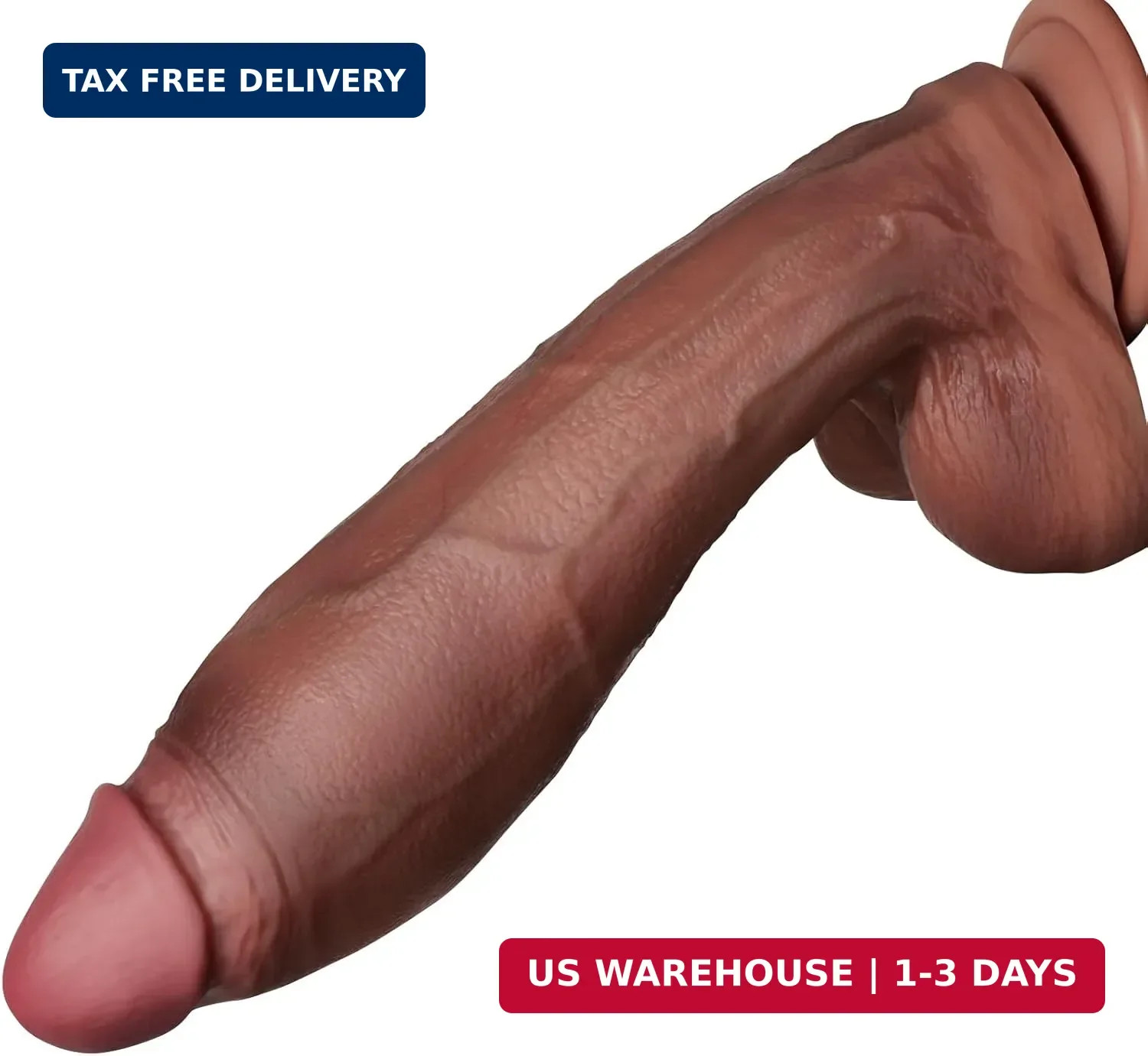 12.5" Huge Thick Dildo, 3" Diameter Dual Density Platinum Silicone Realistic Dil