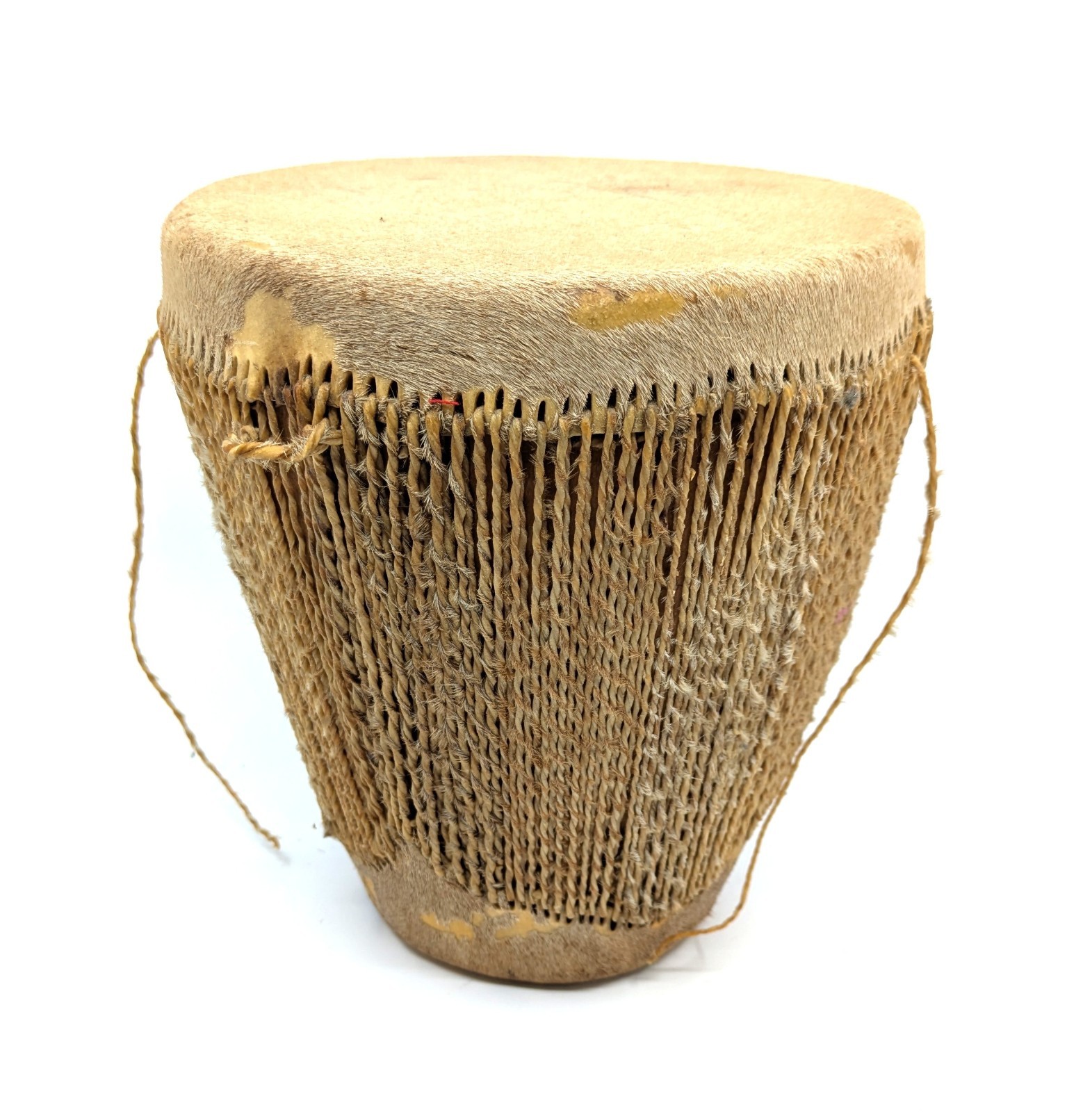 Vintage African Djembe Drum Animal Skin Rope Tuned