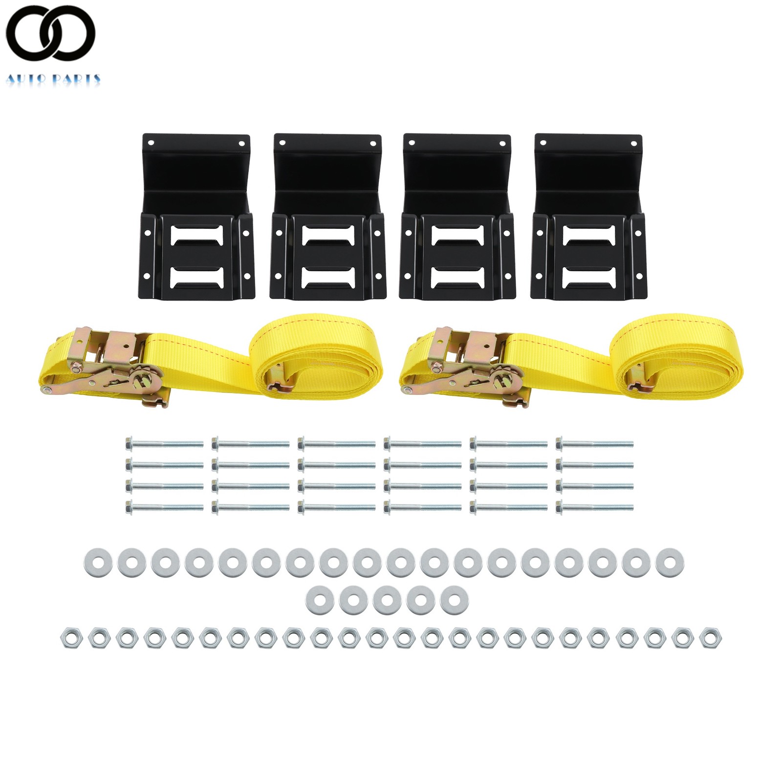Heavy Loads E Track System With Wheel Chock 9' Yellow Ratchet Tie Down Straps