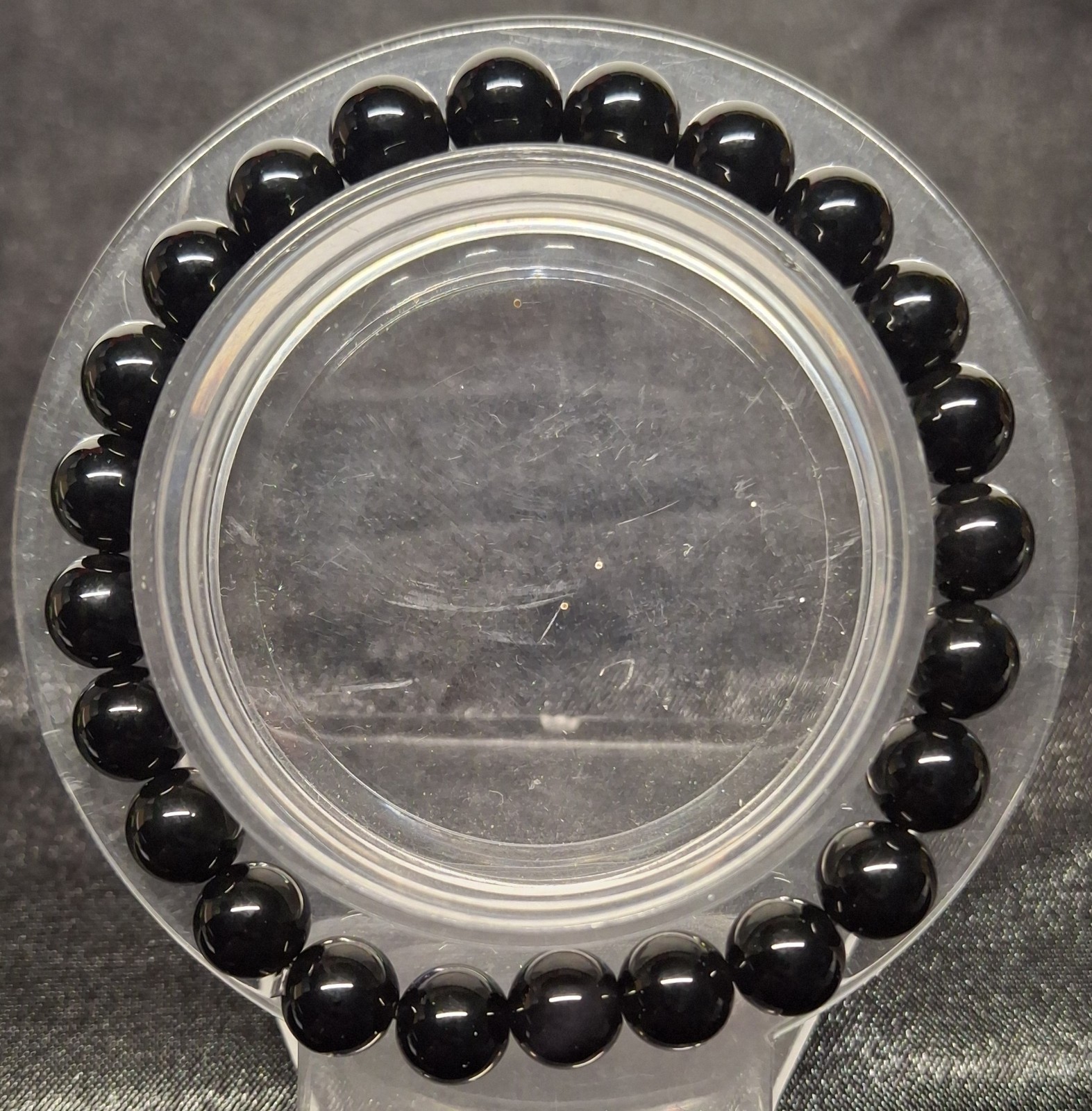 Black Onsidian 8mm Bead Bracelet Size 6 1/4 (BRC 89)