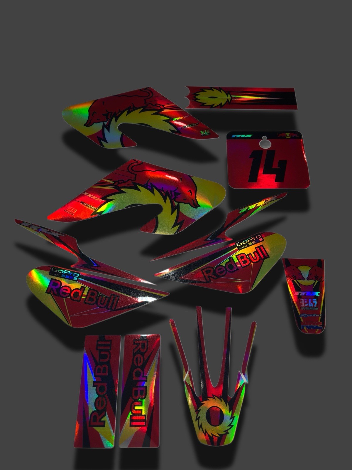 Razor MX500 MX650 graphics kit decals  THICK AND HIGH GLOSS HOLOGRAPHIC FINISH