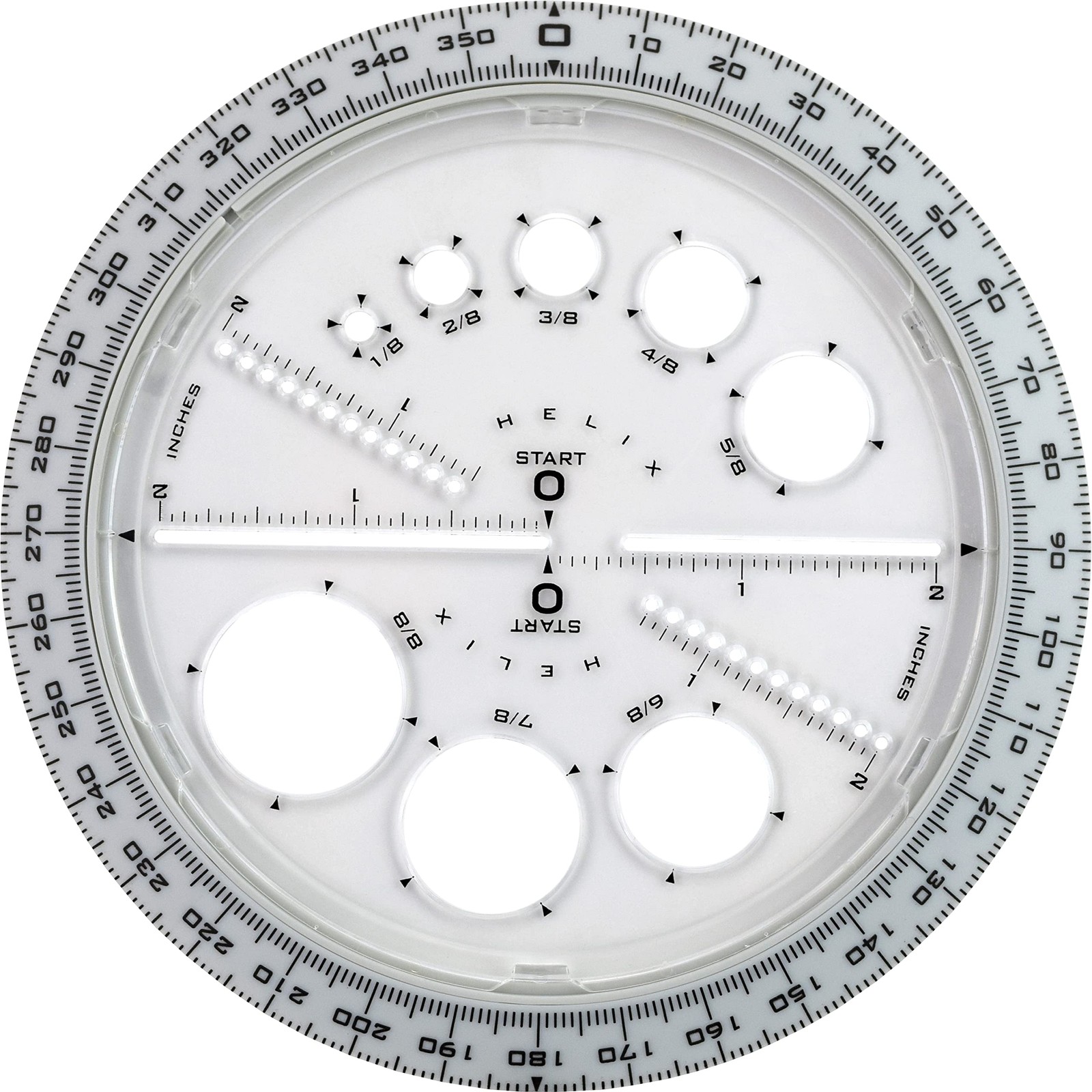 Helix Angle Circle Maker 360 Degree Template Ruler 6 Inch Drawing Tool