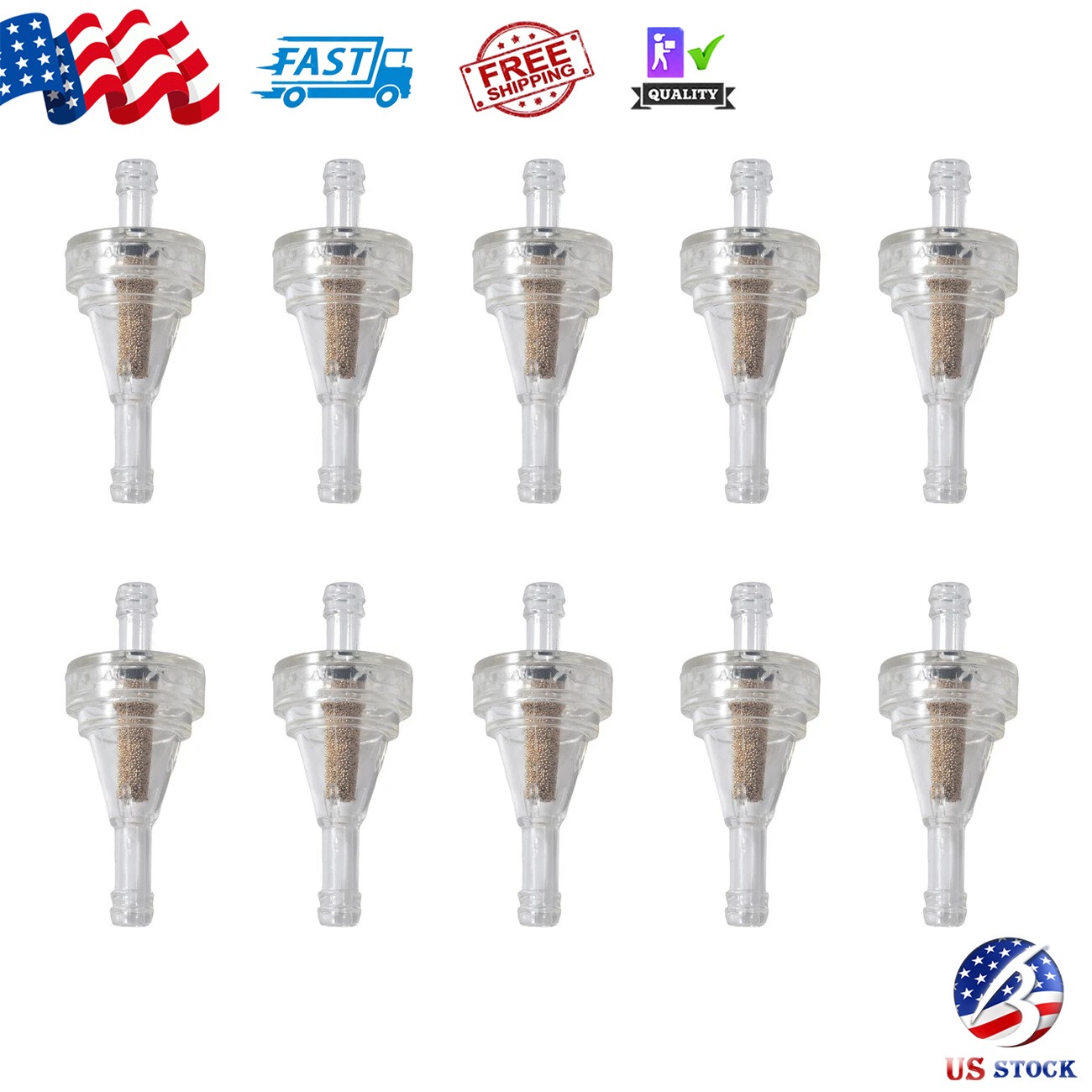 10 X Universal Motorcycle Mini Small Engine 1/4" Inline Carb Fuel Gas Filter 6mm