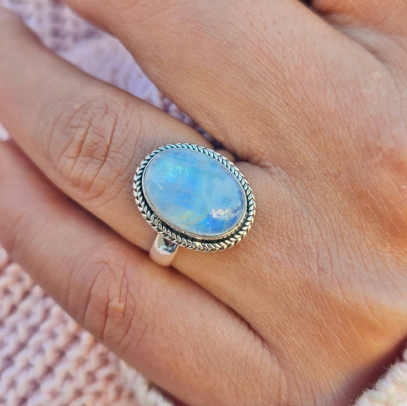 Genuine Moonstone Ring 925 Sterling Silver Statement Ring Ships From USA