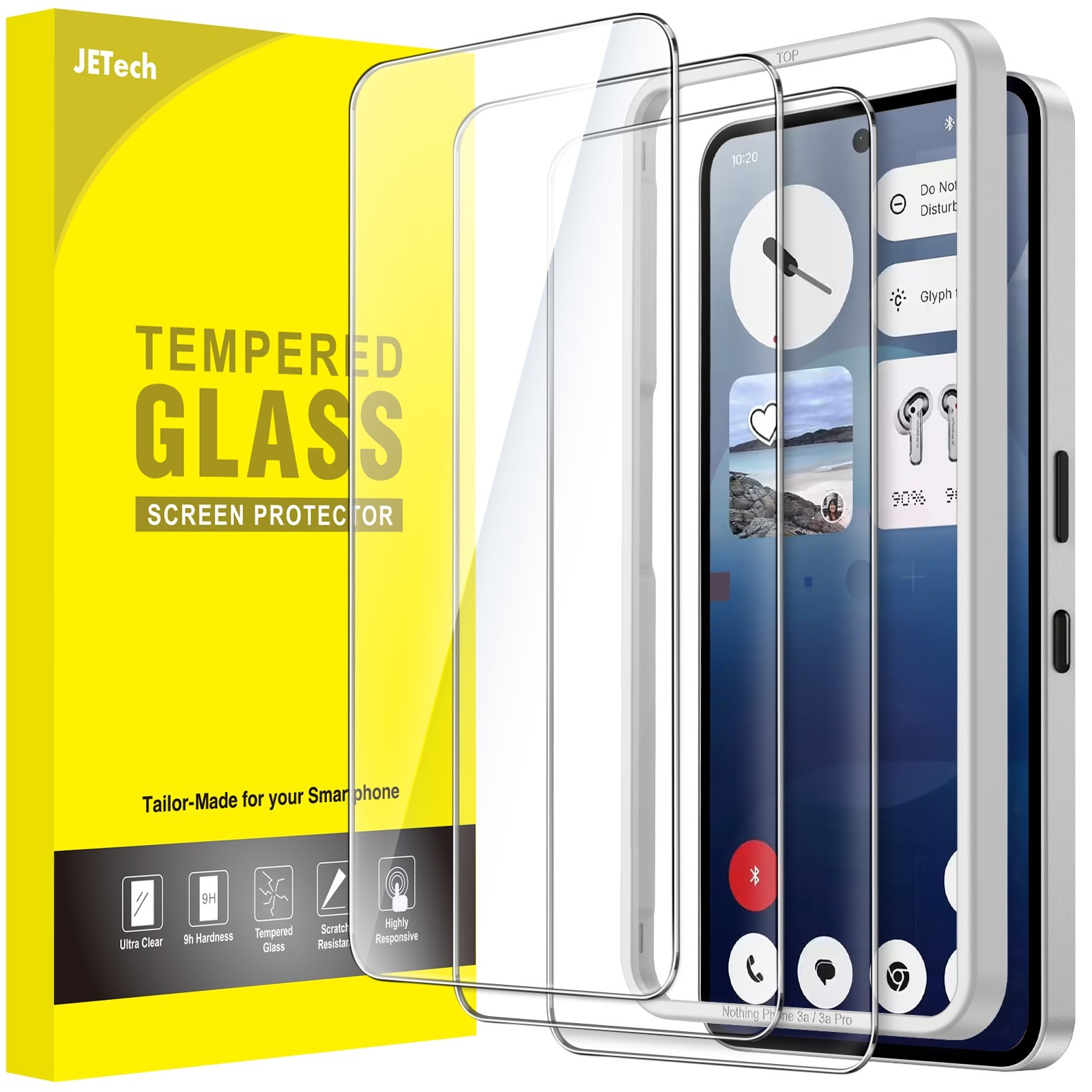 Screen Protector for Nothing Phone 3a / 3a Pro, Easy Installation Tool, 3-Pack