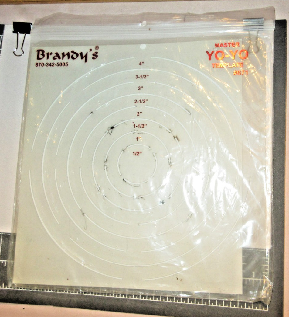 COLLECT: Brandy's QUILTING HD PLASTIC Master YO-YO Template #671~EASY PEASY!