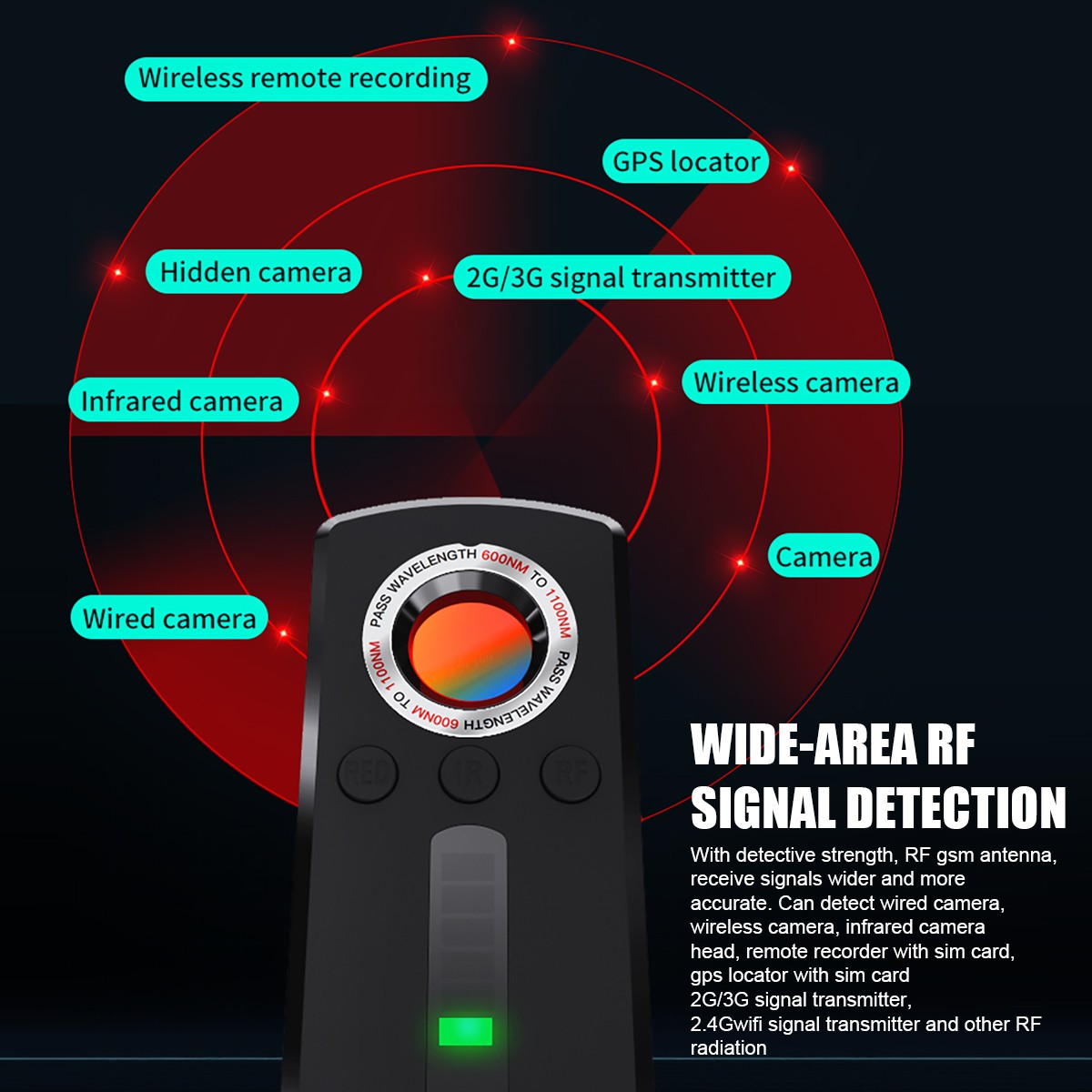 Anti-Spy Hidden Camera Wireless Detector Bug GPS Tracker Finder Scanner Device #