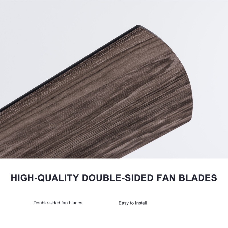 52" Modern Wood Ceiling Fan with Light 5 Double Sided Blade Reversible Remote