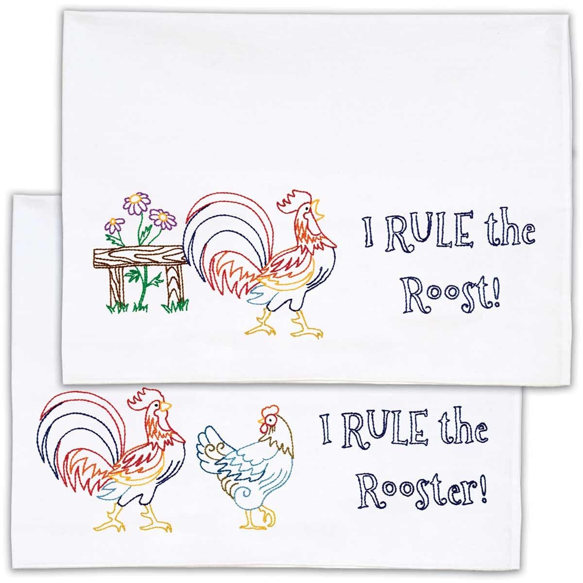 Rule The Rooster Perle Edge Pillowcases Standard, Multicolor
