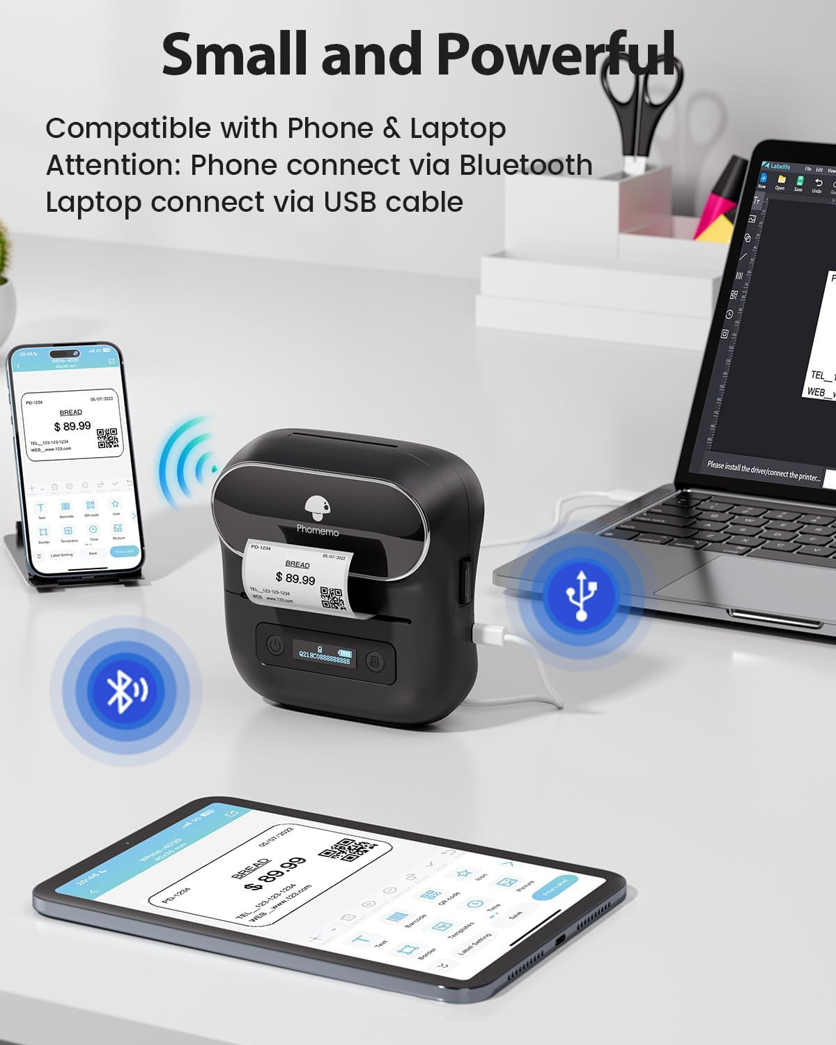 Label Maker,M220 Label Printer,3 Inch Bluetooth Thermal Label Maker Machine with