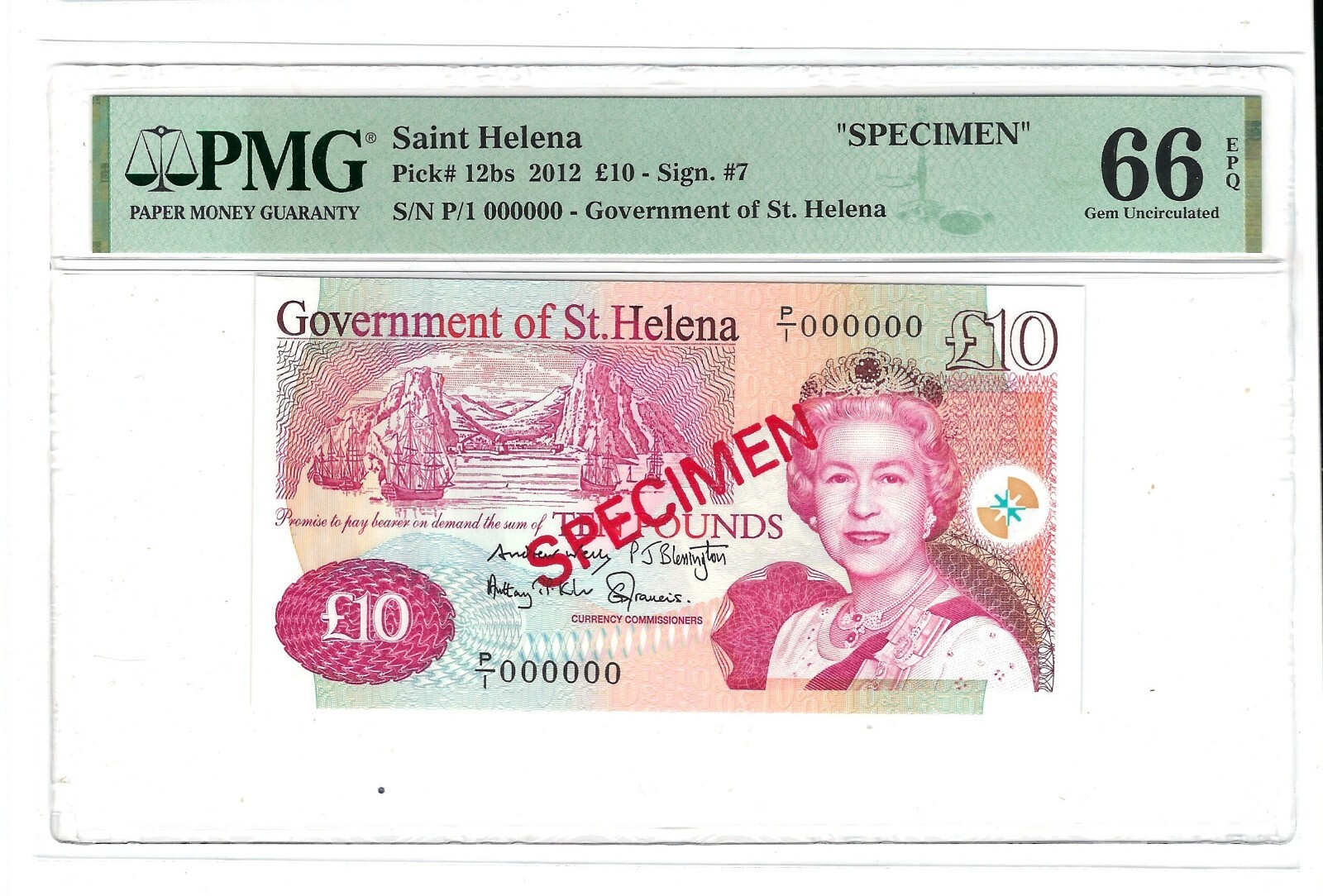 SAINT HELENA 2012 £10 P12bs-13bs QEII SPECIMEN GEM UNC PMG 66 EPQ Pair 2 Notes