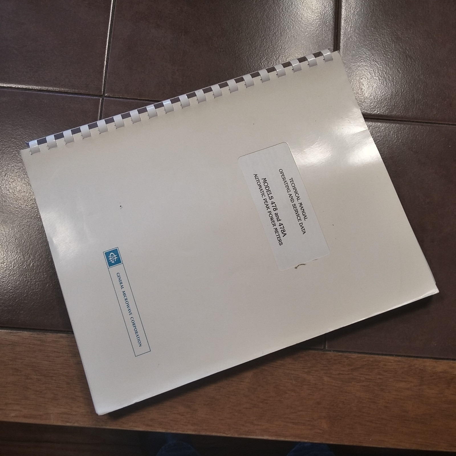 General Microwave Model 478 & 478A Peak Power Meter Operation & Service Manual