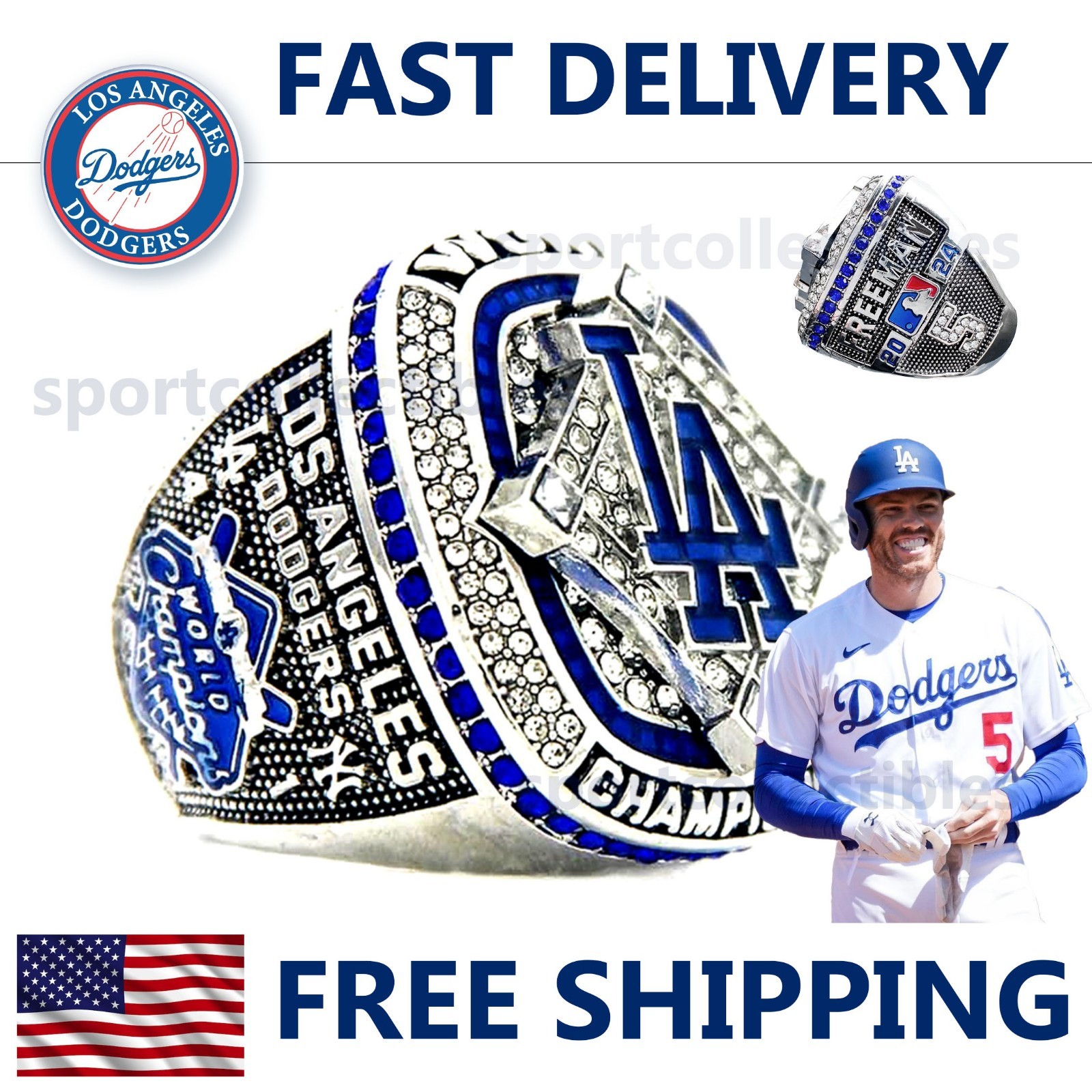 2024 LA Dodgers World Series Ring - FREEMAN #5 - Fan Gift - MLB Replica Ring