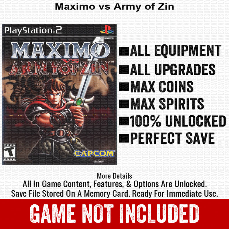 Maximo vs Army of Zin100% PS2 Memory Card All CHEATS ITEMS