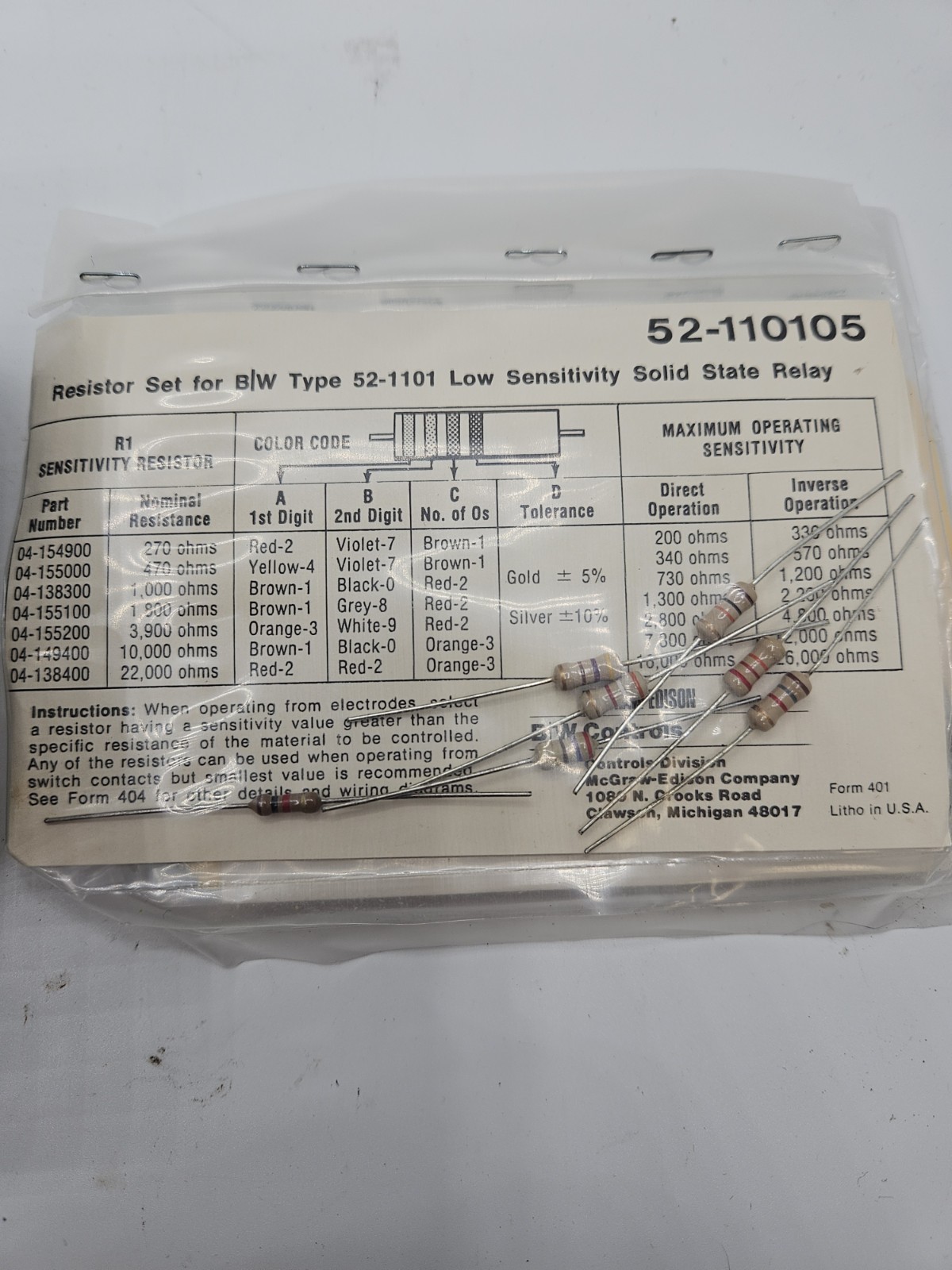 B/W CONTROLS 5200-LF1 LOW SENSITIVITY SOLID STATE RELAY