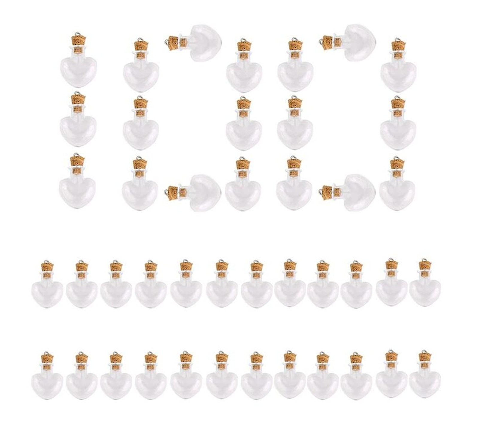 Mini Glass Jars with Cork Stoppers - Tiny Heart-Shaped Bottles for Party Wedd...