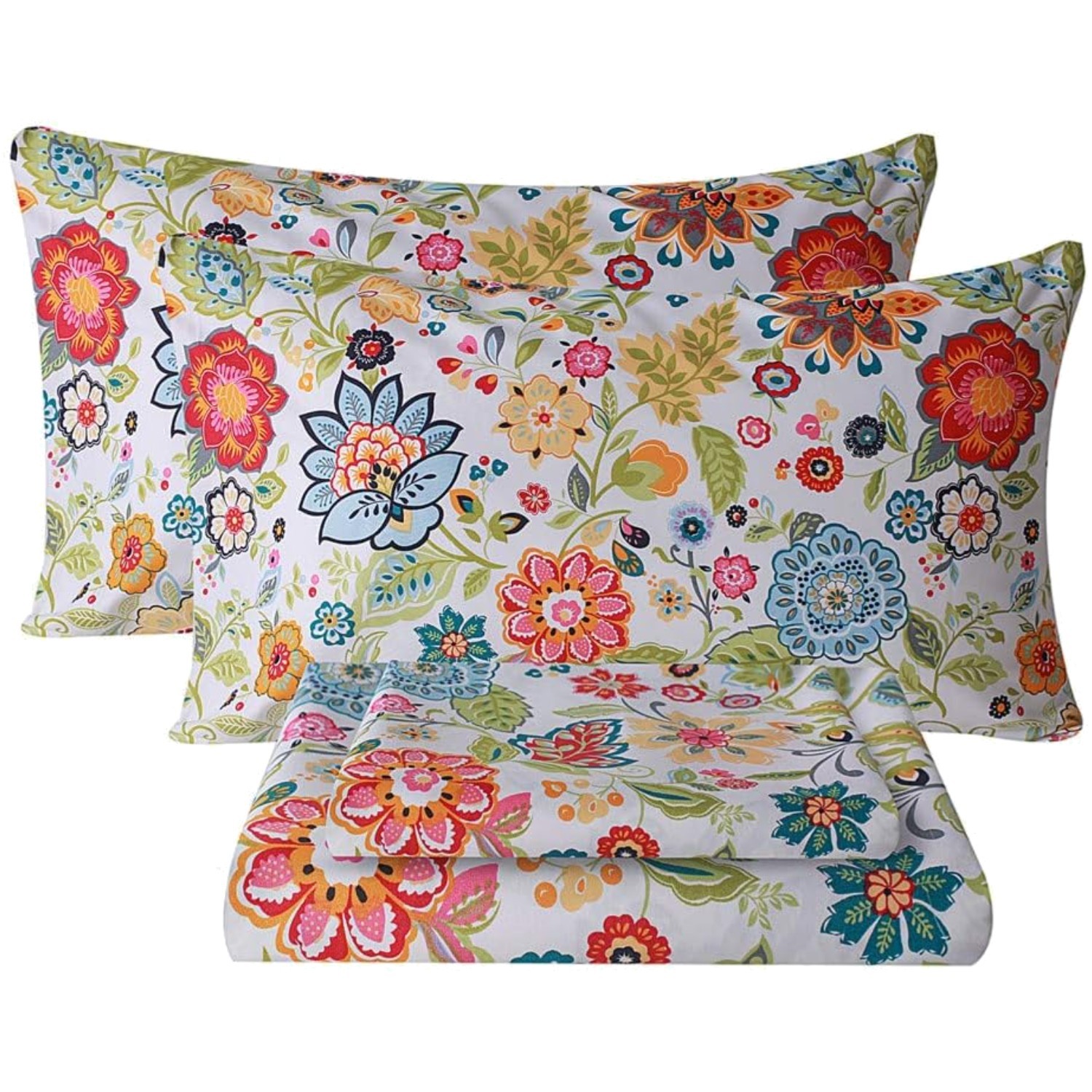 4-Piece Full Size Floral Microfiber Bedding Set - Ultra Soft & Fade-Resistant