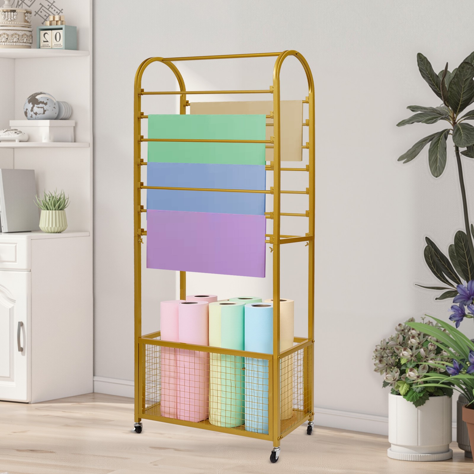 Flower Wrapping Paper Storage Stand Holder Organizer Rack Ribbon Display Stand