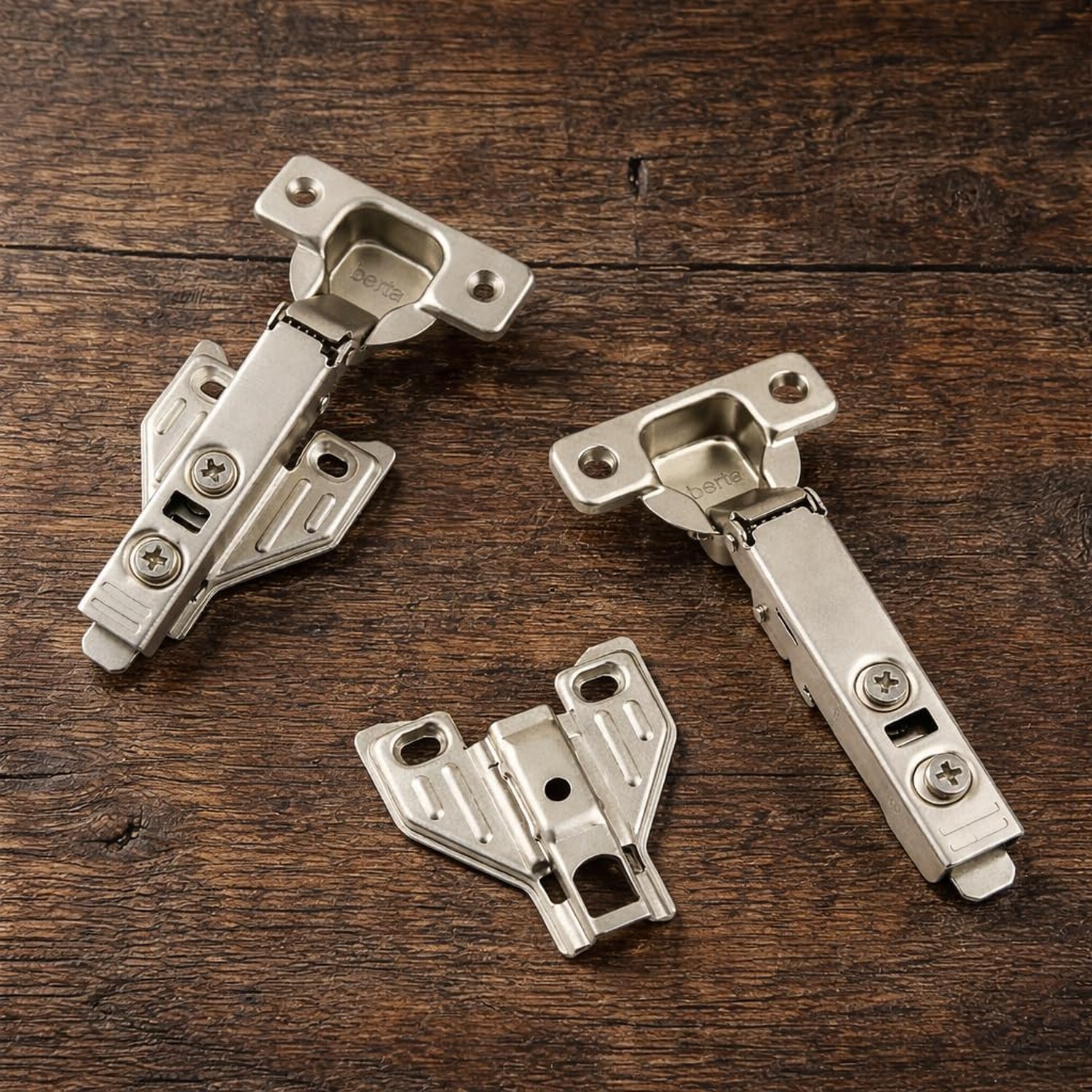 Berta 2-Pack, Full Overlay Cabinet Door Hinges,105 Degree Adjustable Conceale...