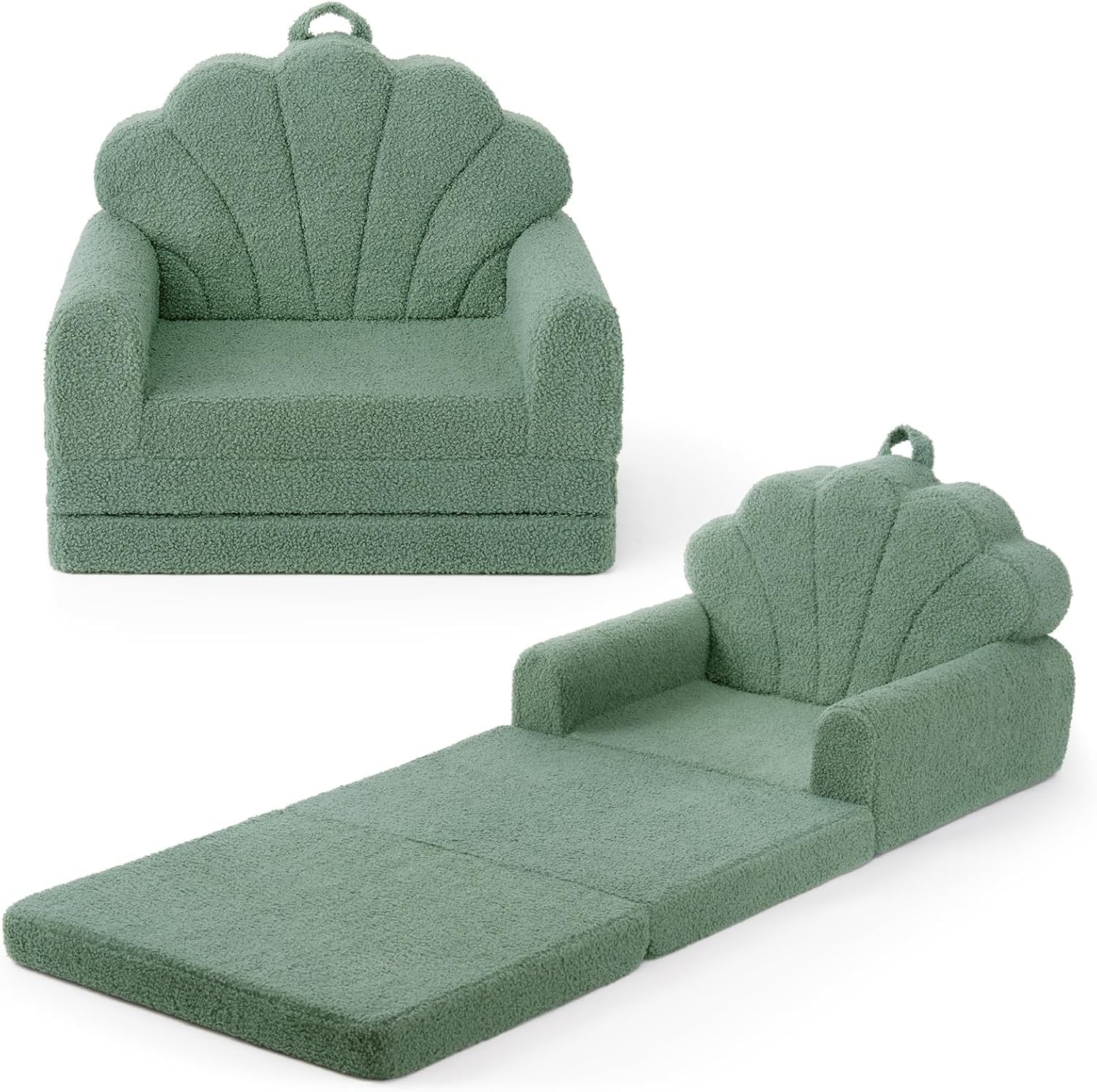 Kids Couch 2-in-1 Soft Toddler Couch Fold Out Toddler Chair Comfy Convertible