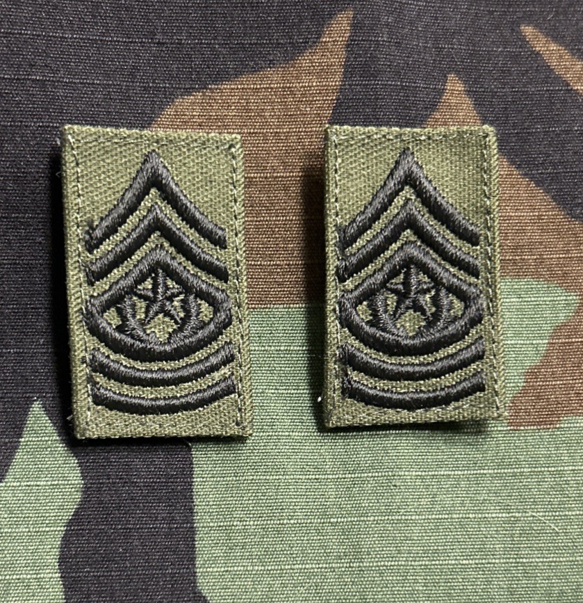 US Army CSM/E9 Rank (2) BDU Sew-On Command Sergeant Major OD Green