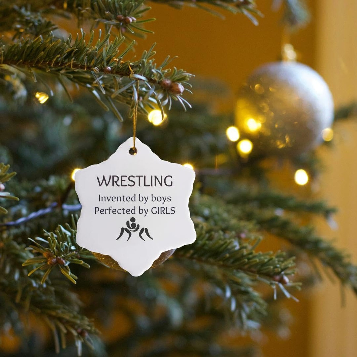 3dRose Snowflake Ornament - Image of Wrestling Invented by Boys Perfected by ...