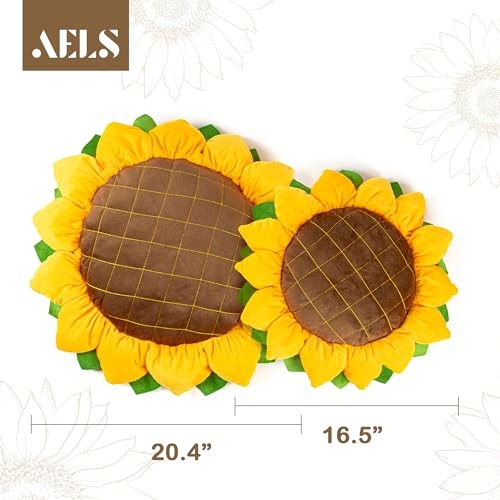 Set of 2 Sunflower Pillow, 3D Decorative Throw Pillow, 20.4"& L+M (Pack of 2)