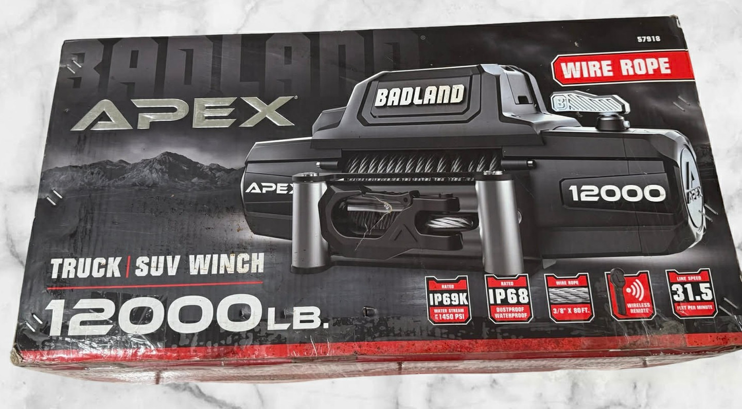 BADLAND APEX 12,000 lb Truck/SUV Winch with Wire Rope Wireless Remote NEW