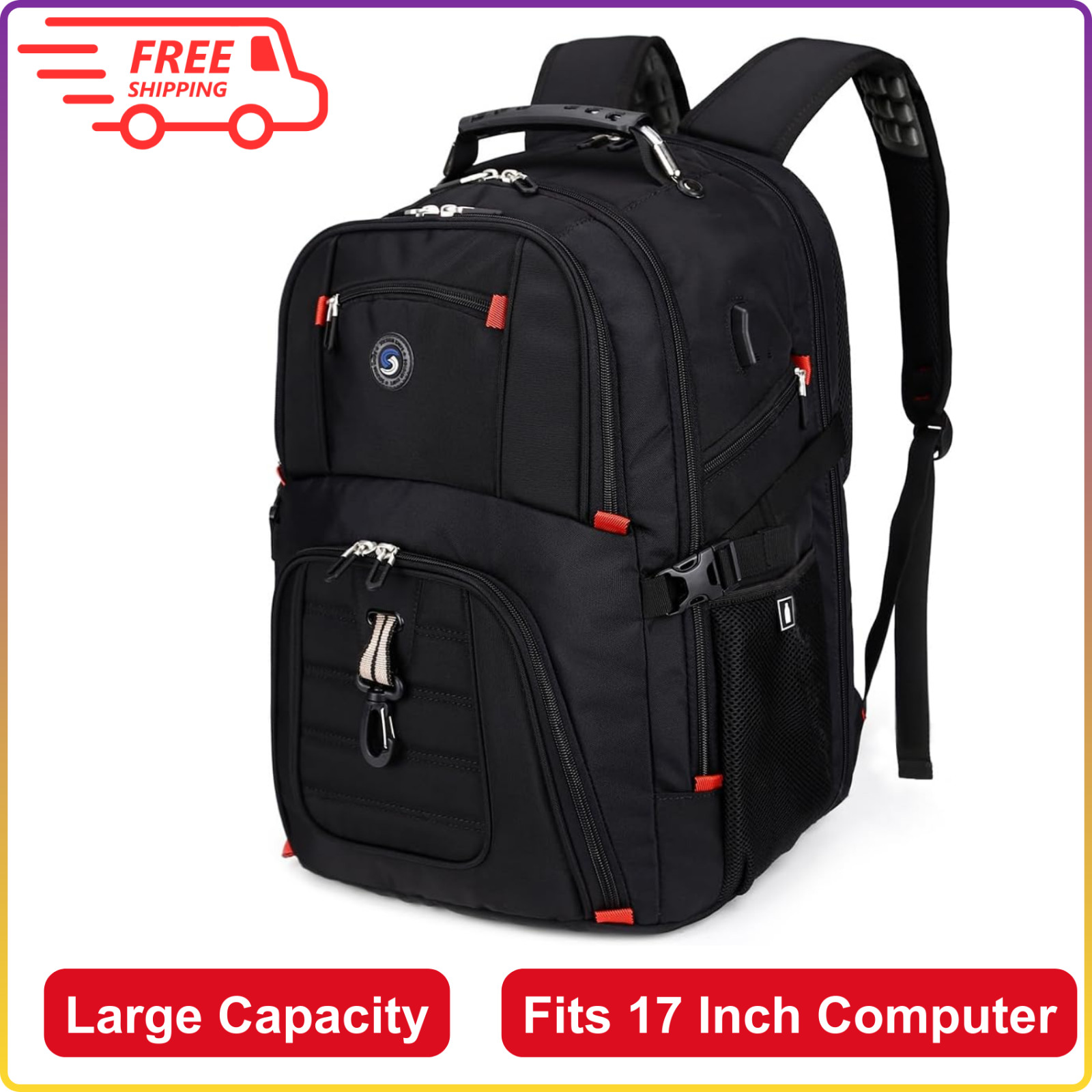 Shrradoo Extra Large 50L Travel Laptop Backpack With USB Charging Port, College