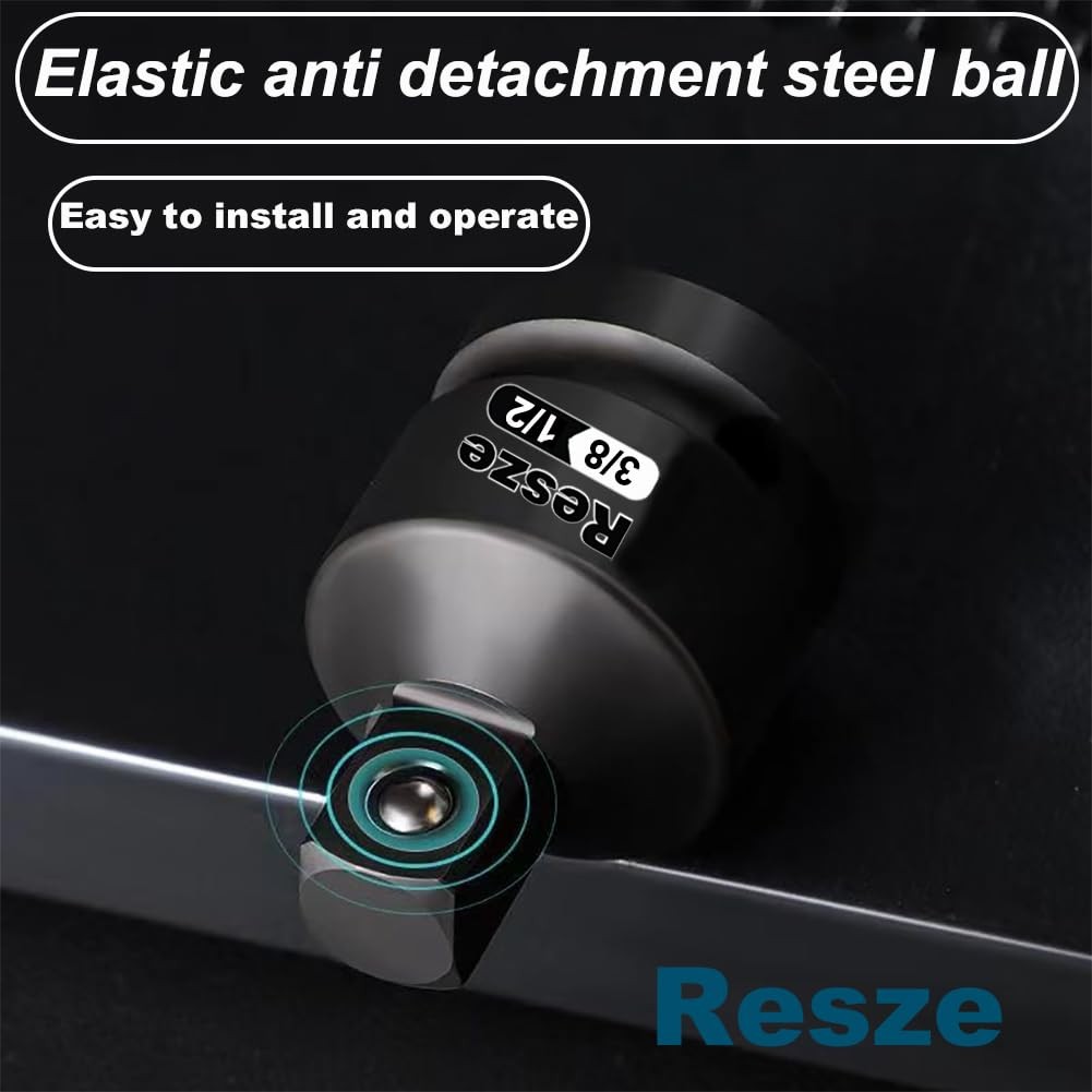 Resze 2PCS Impact Socket Adapter and Reducer Set,3/4"to 1/2" & 2PC, Black