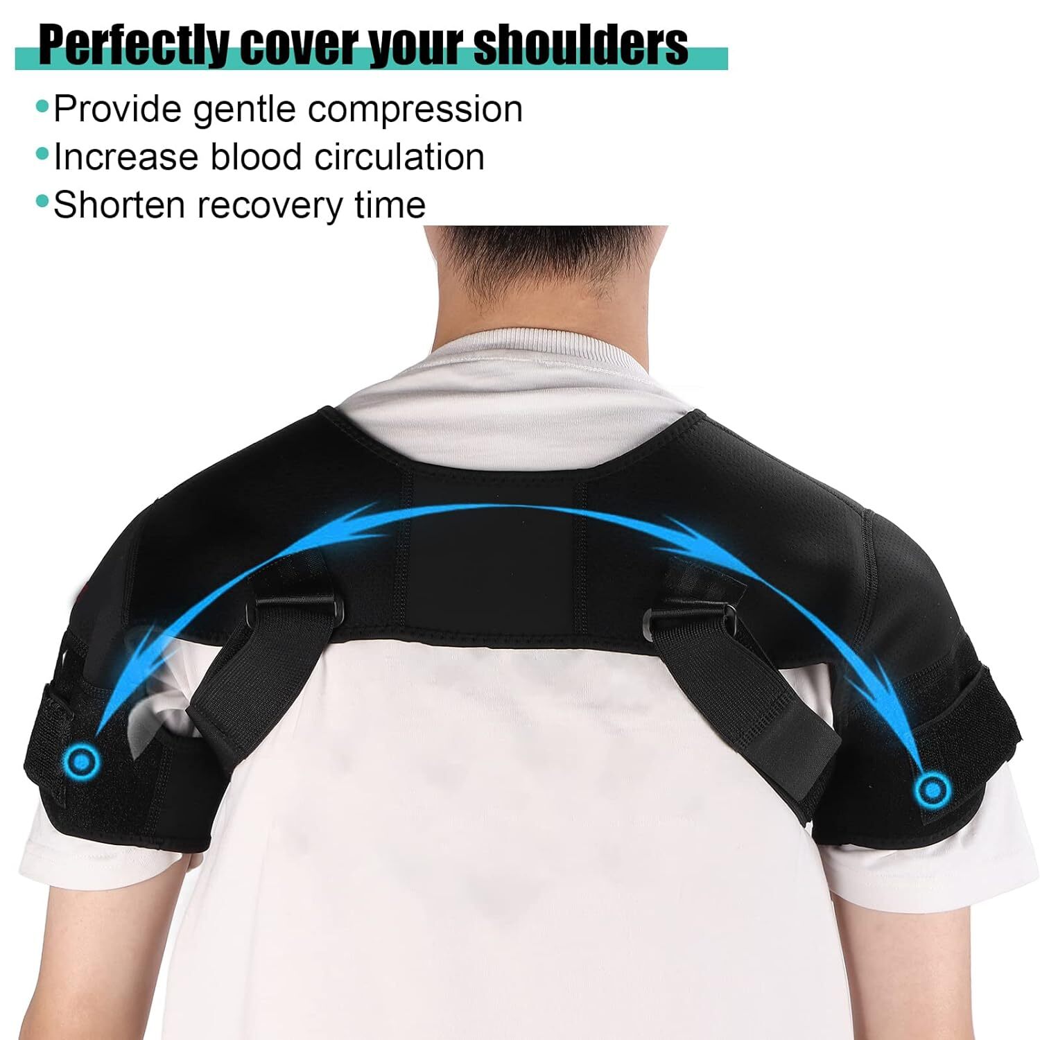 Double Shoulder Brace Torn Rotator Cuff Pain Relief Support Sleeve Adjustable US