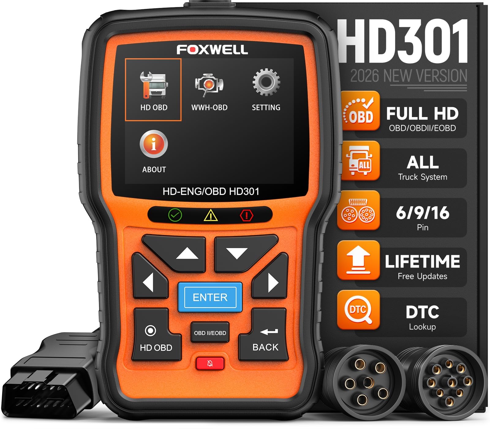 FOXWELL HD301 Heavy Duty Truck Scanner, Full System Diesel Diagnostic Tool