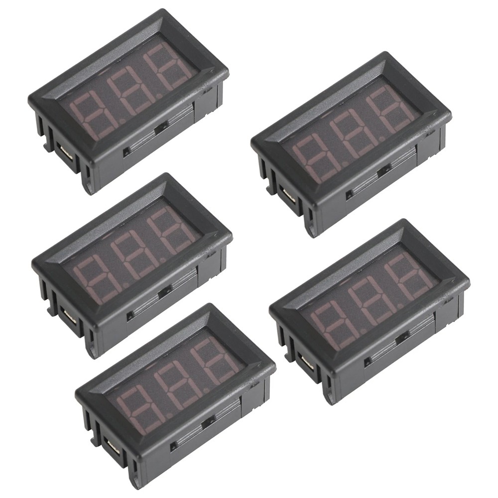 5Pcs Voltmeter Green Led Panel 3-Digital Display Volt Meter 2-Wire USA Dc 5-120V