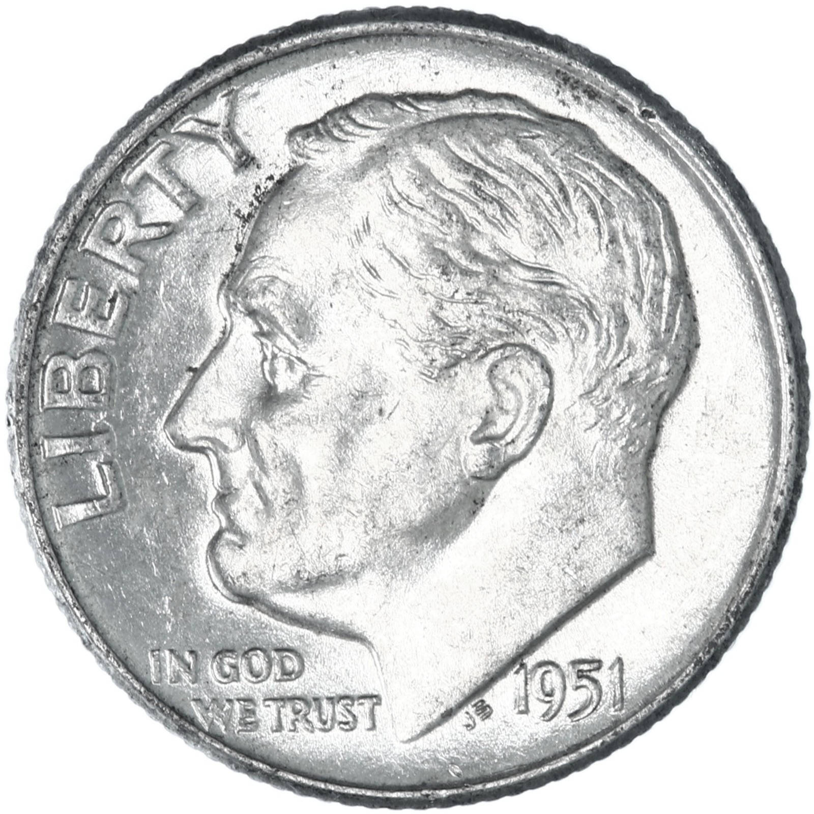 1951 D Roosevelt Dime 90% Silver About Uncirculated AU