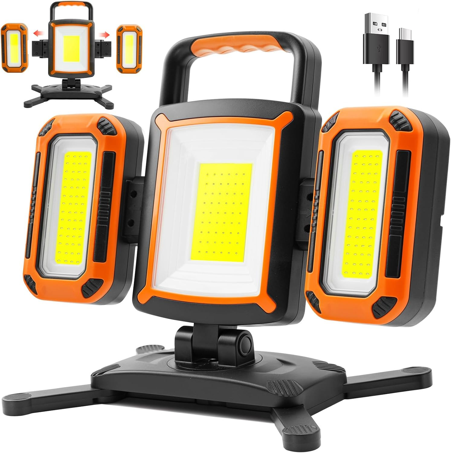 3-In-1 Modular Rechargeable Work Light, 50W 5000LM Portable LED Work Lights with