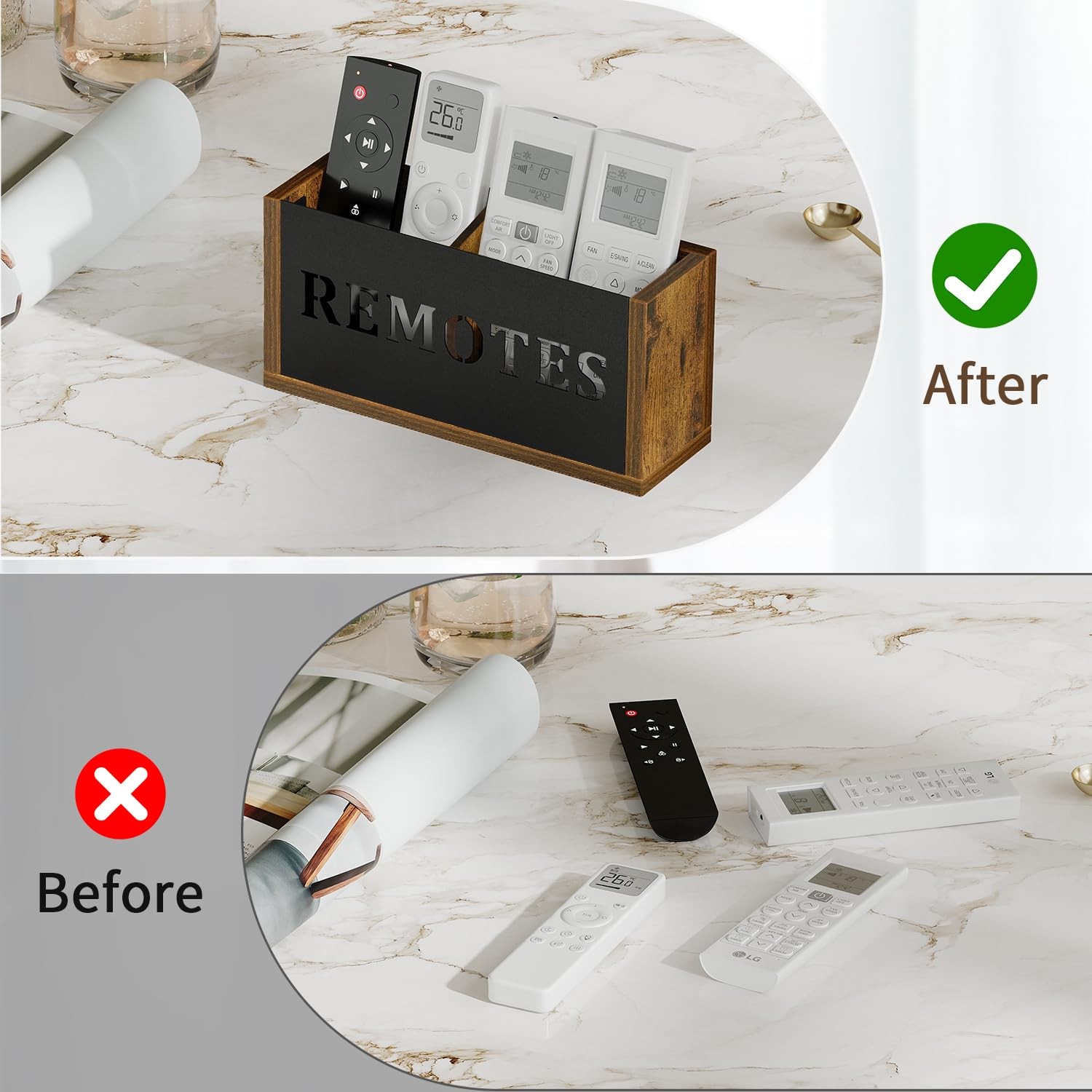 Universal TV Remote Control Holder Wall Mount Organizer Divided Storage Box