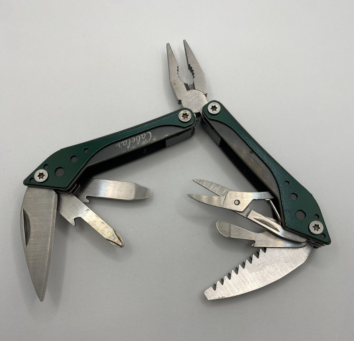 Cabela's Multitool - Dark Green with Pliers + Scissors - 7 tool multitool
