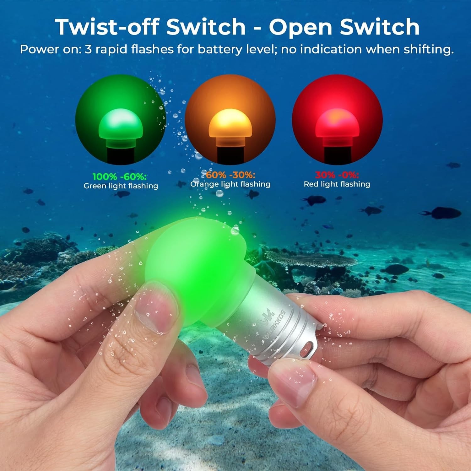 Wurkkos DL04 5-Color-in-1 Mini Diving Beacon Light, Rechargeable Scuba Diving
