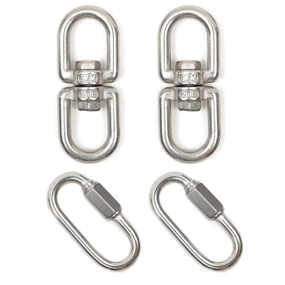 4PCS 304 Stainless Steel  M5 Chain Quick Link M6 Double End Swivel Eye Hook C91
