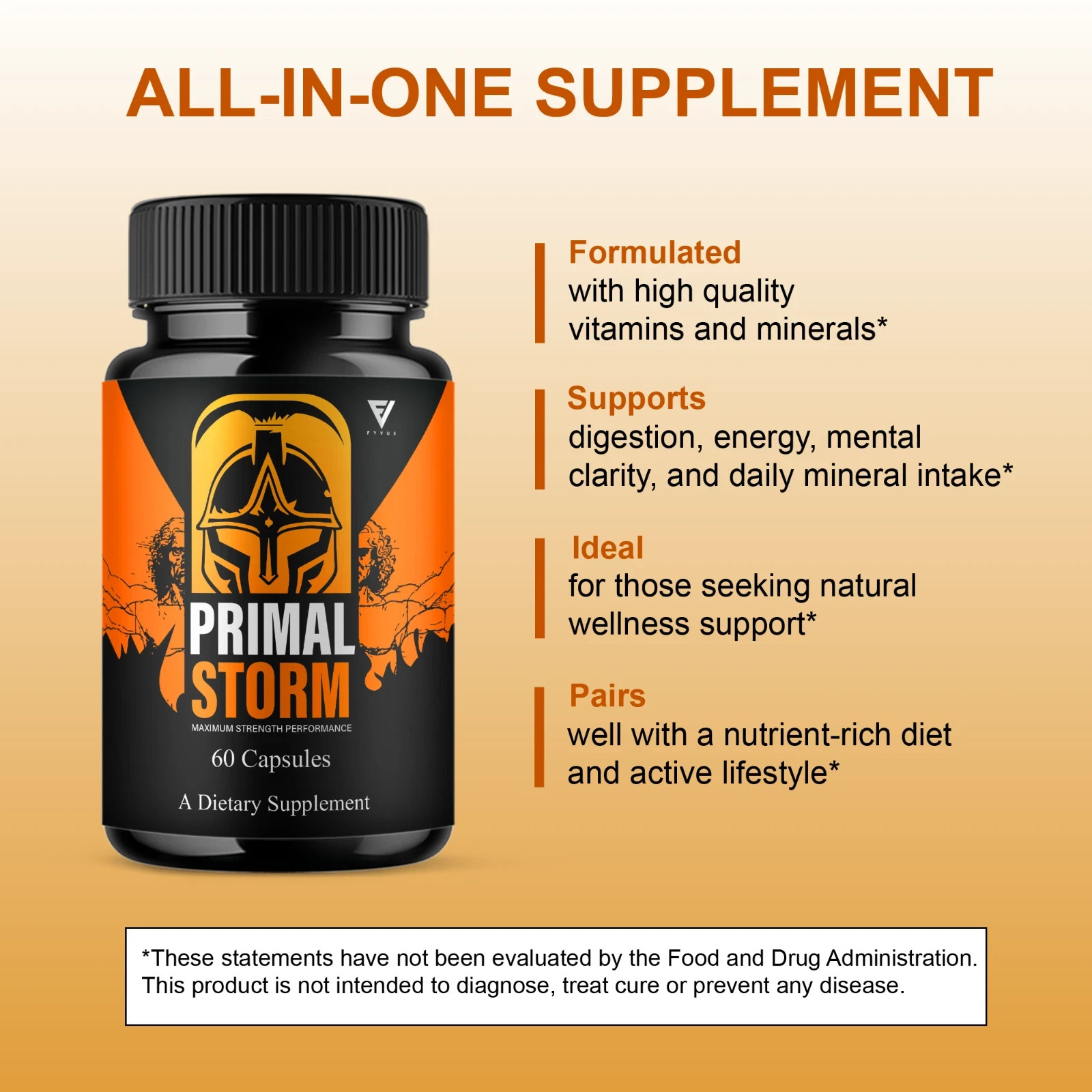 Primal Storm Performance Support, PrimalStorm Capsules (60 Capsules)