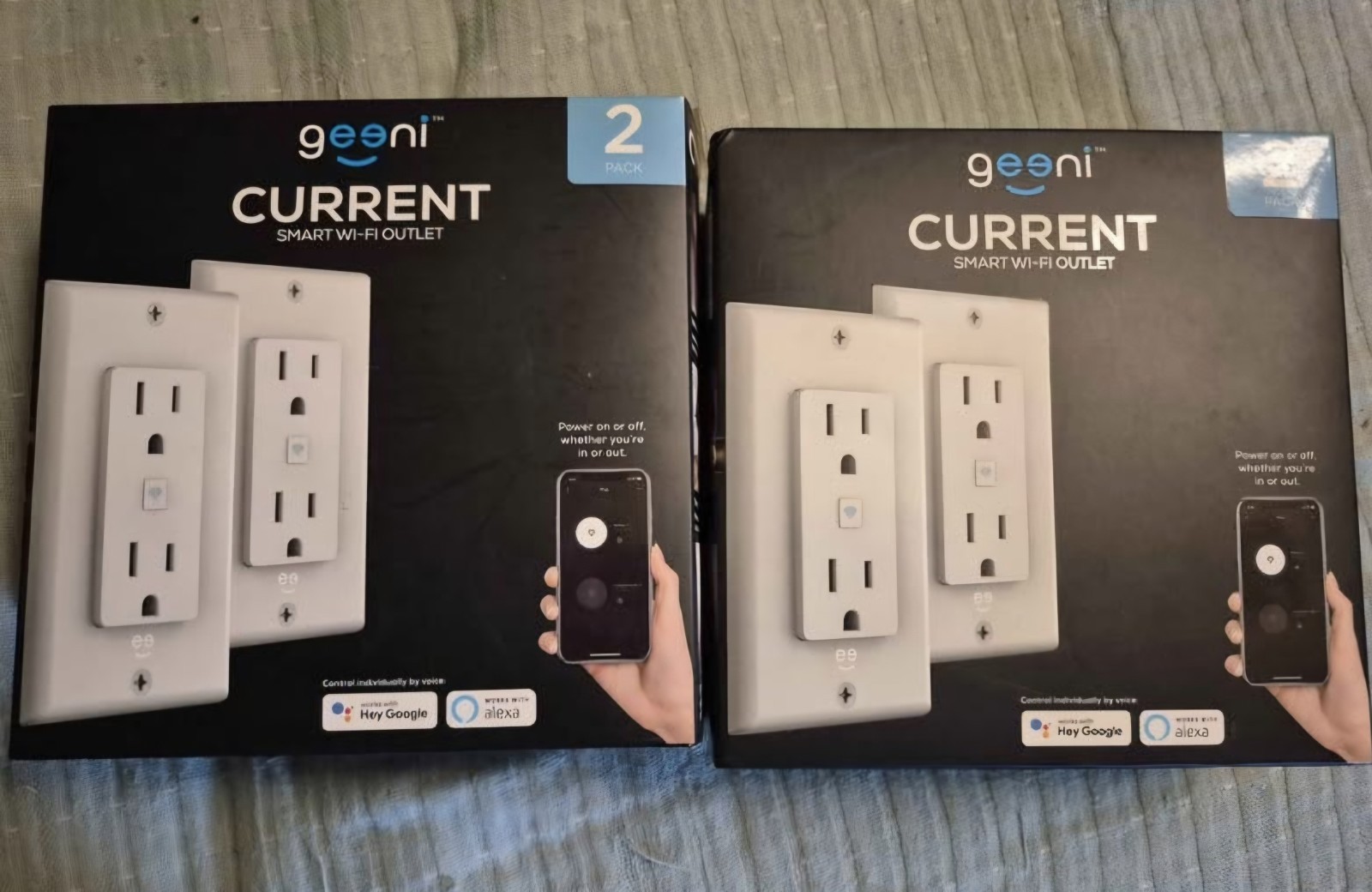 Set of Two Geeni Current Smart Wifi Outlet 2 Pack. Works With Google And Alexa