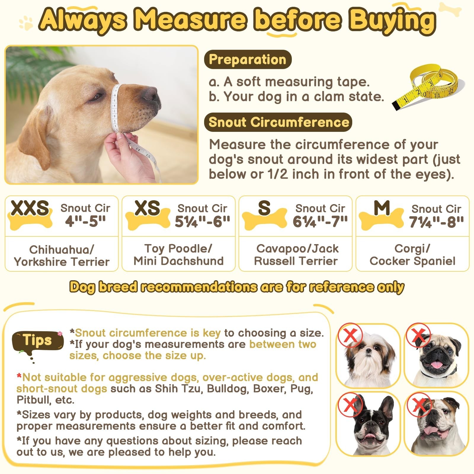 Mayerzon Dog Muzzle for Biting, Patented Soft Breathable Mesh Muzzle for Smal...