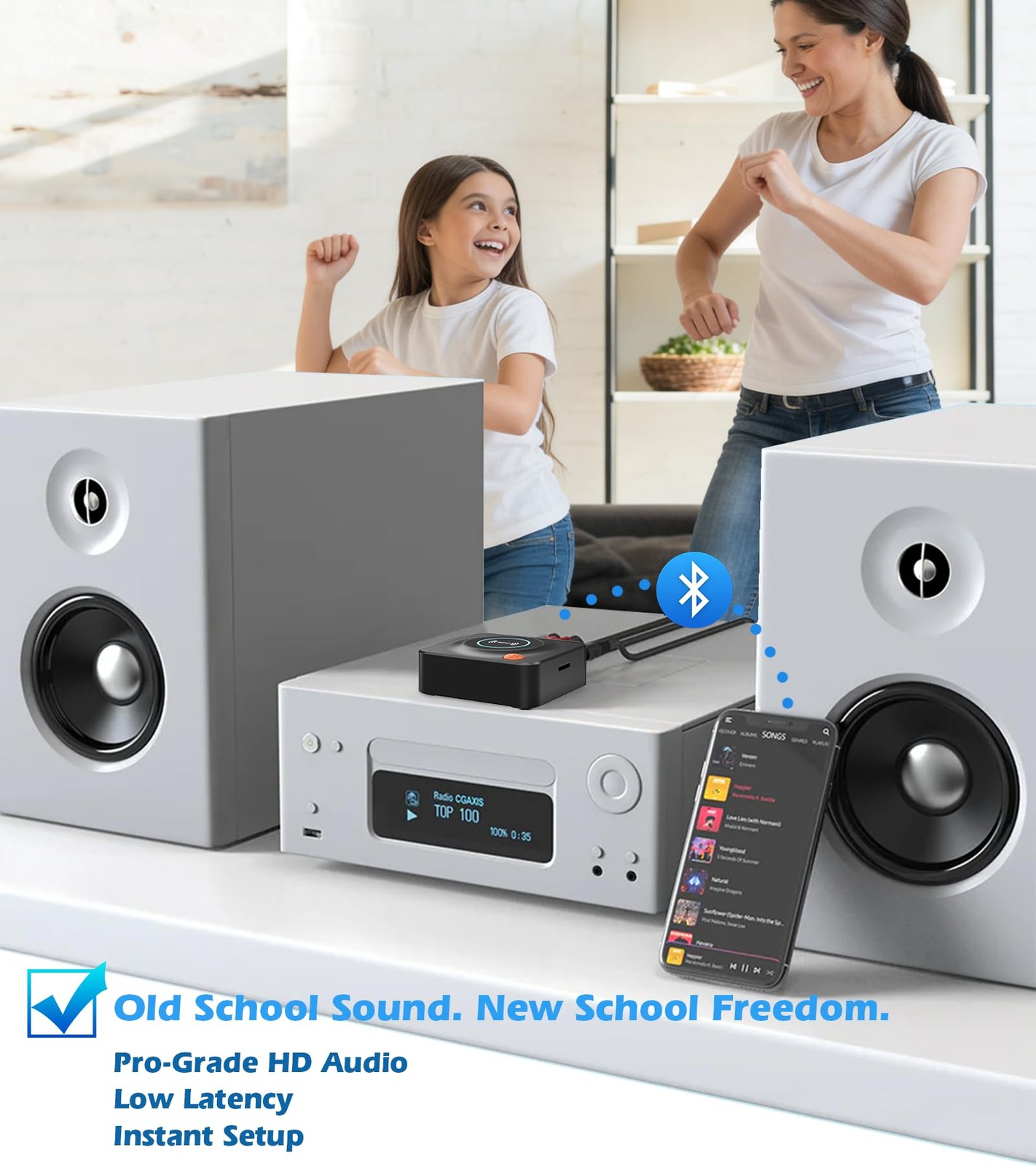 Bluetooth Receiver for Home Stereo, AUX RCA to Bluetooth Adapter | NFC Bluetooth