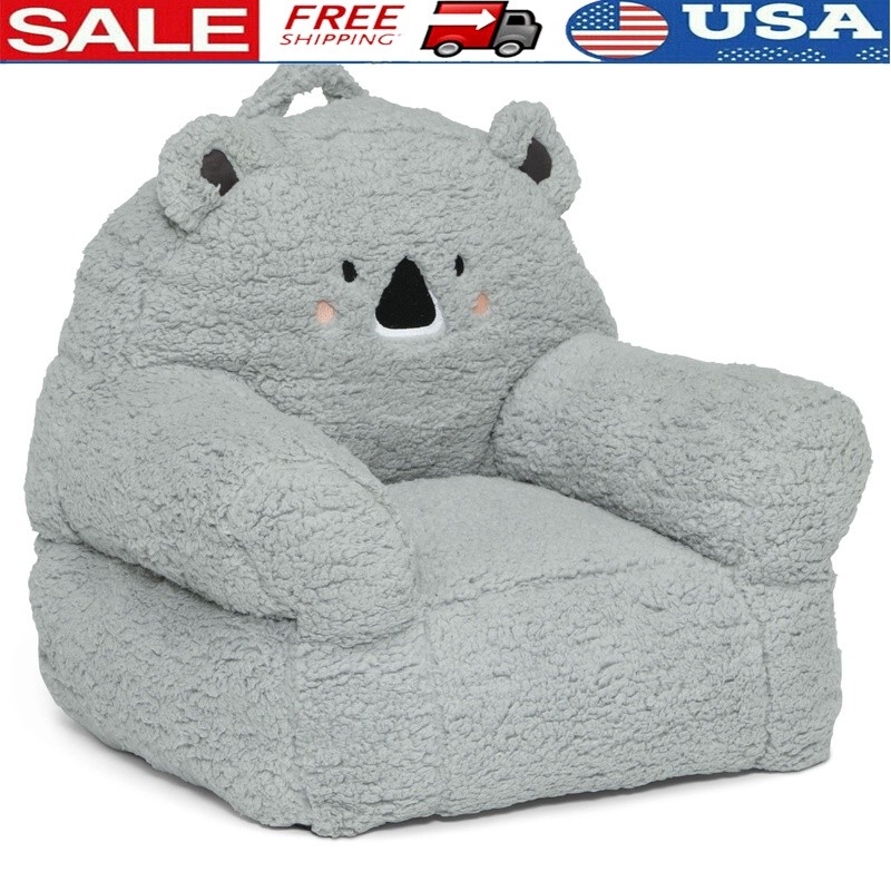 Cozy Plush Kids Chair Soft Foam Animal Print Armchair Ideal Toddlers Playroom US