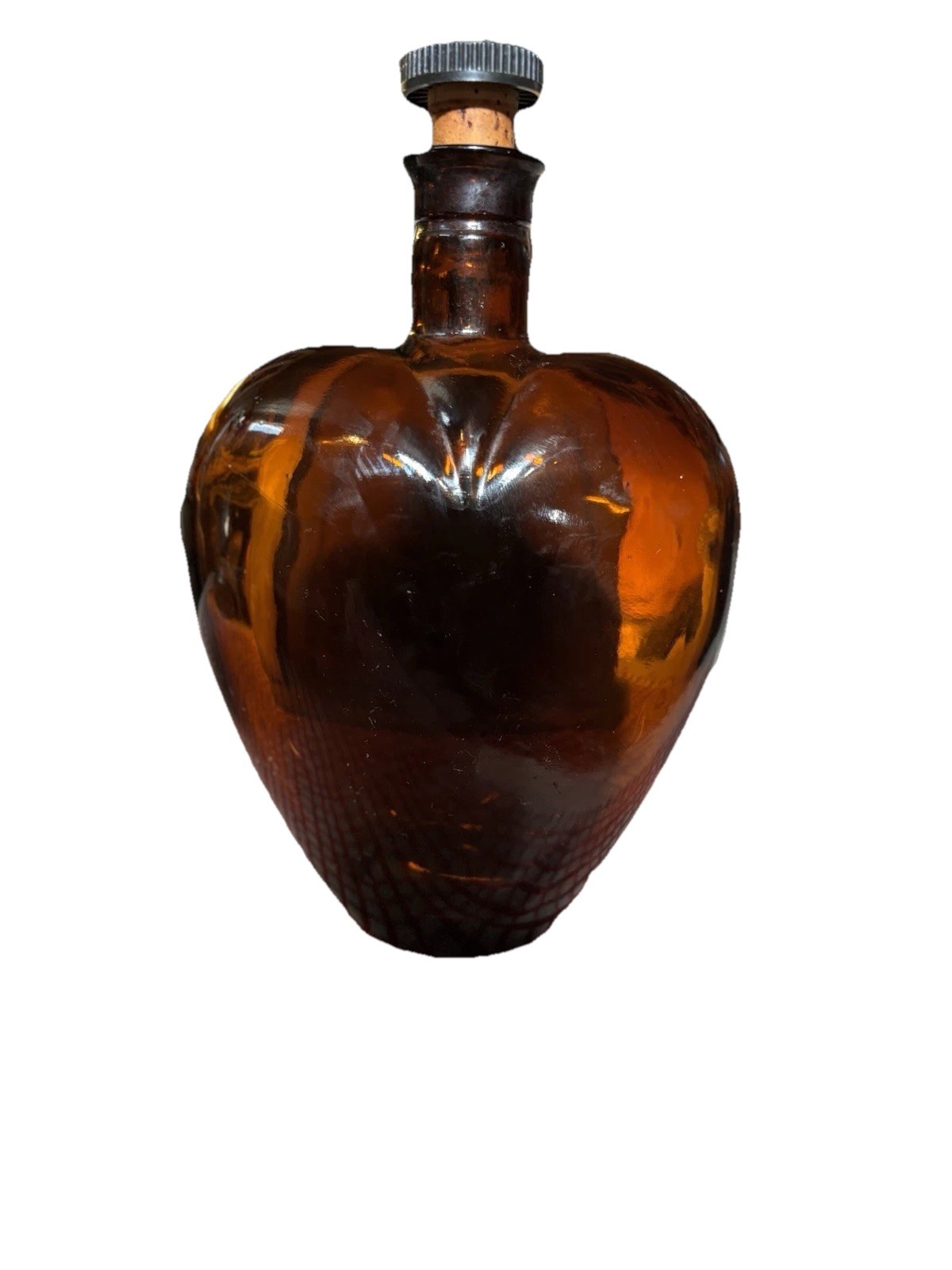 Paul Masson Vintage Dark Amber Heart-Shaped Bottle 8" Tall  Valentine