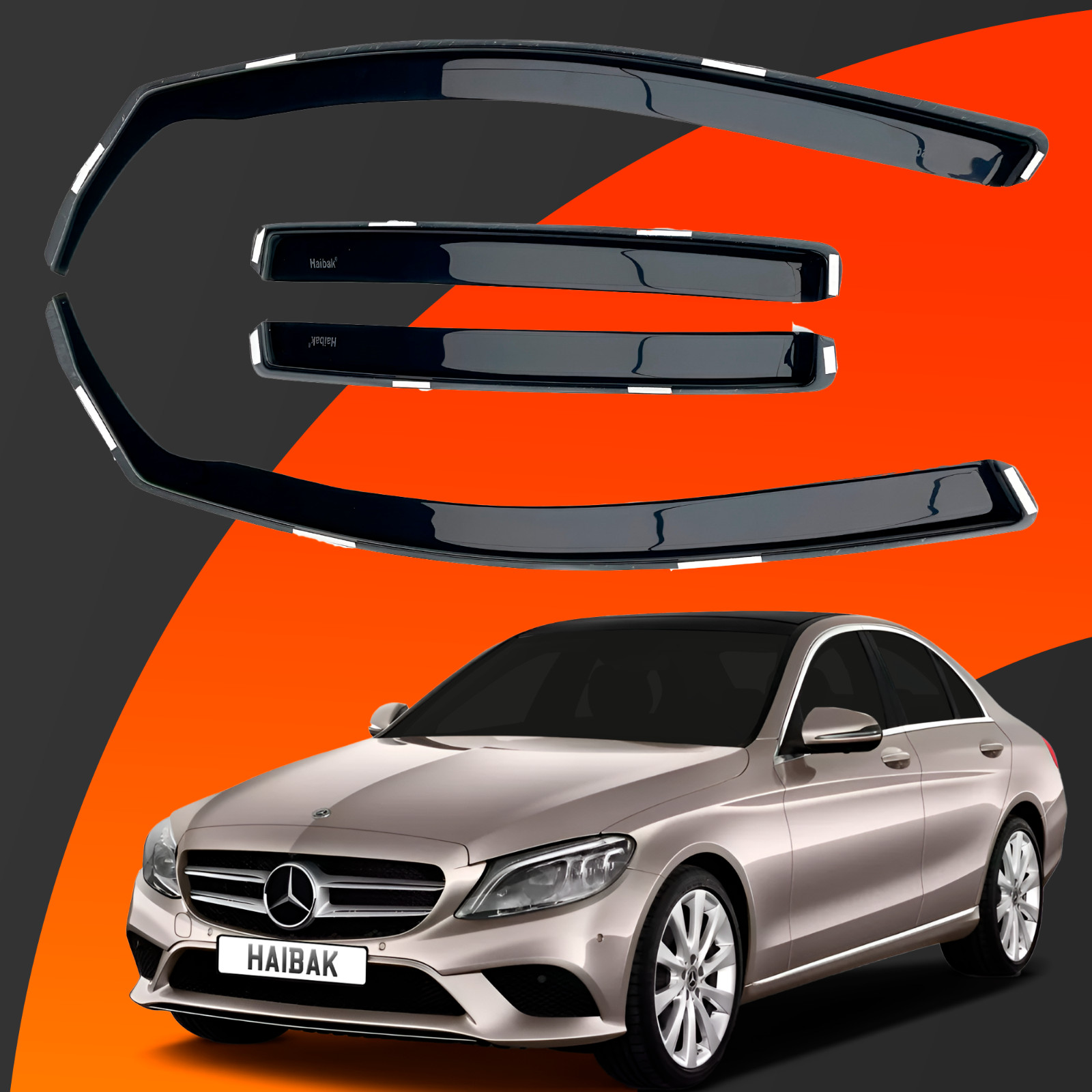 Mercedes Benz C Class W205 4 Doors Saloon 2014-2022 Haibak Wind Deflectors 4pcs