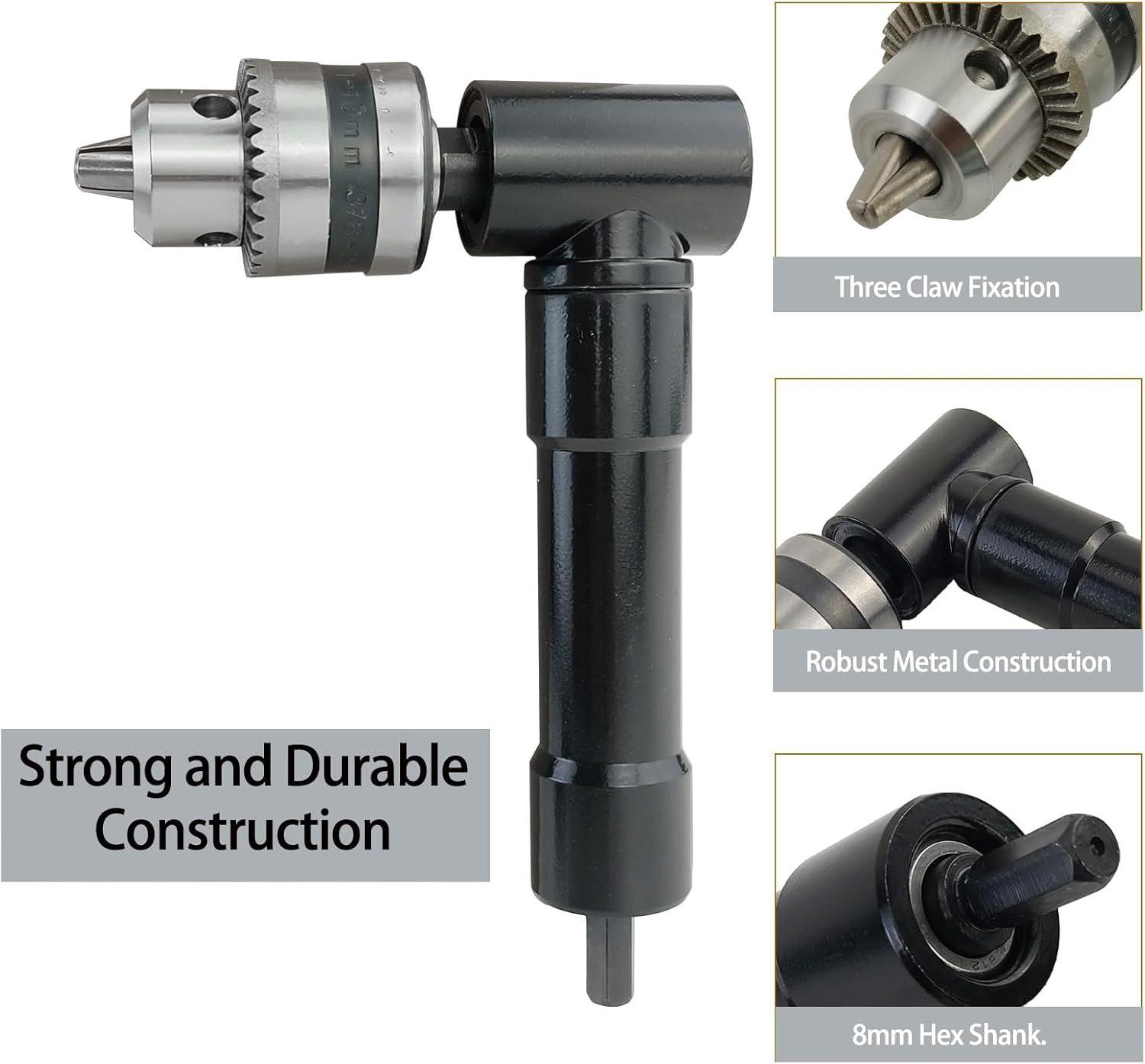 Right Angle Attachment 90 Degree Cordless Right Angle Drill Adapter with 3/8" Ke
