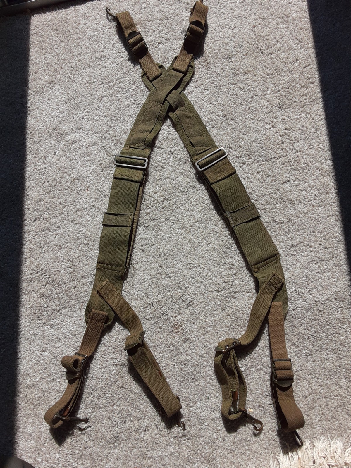 Original Korean / Vietnam War M-1945 Combat Support Straps OD Cotton Duck Web