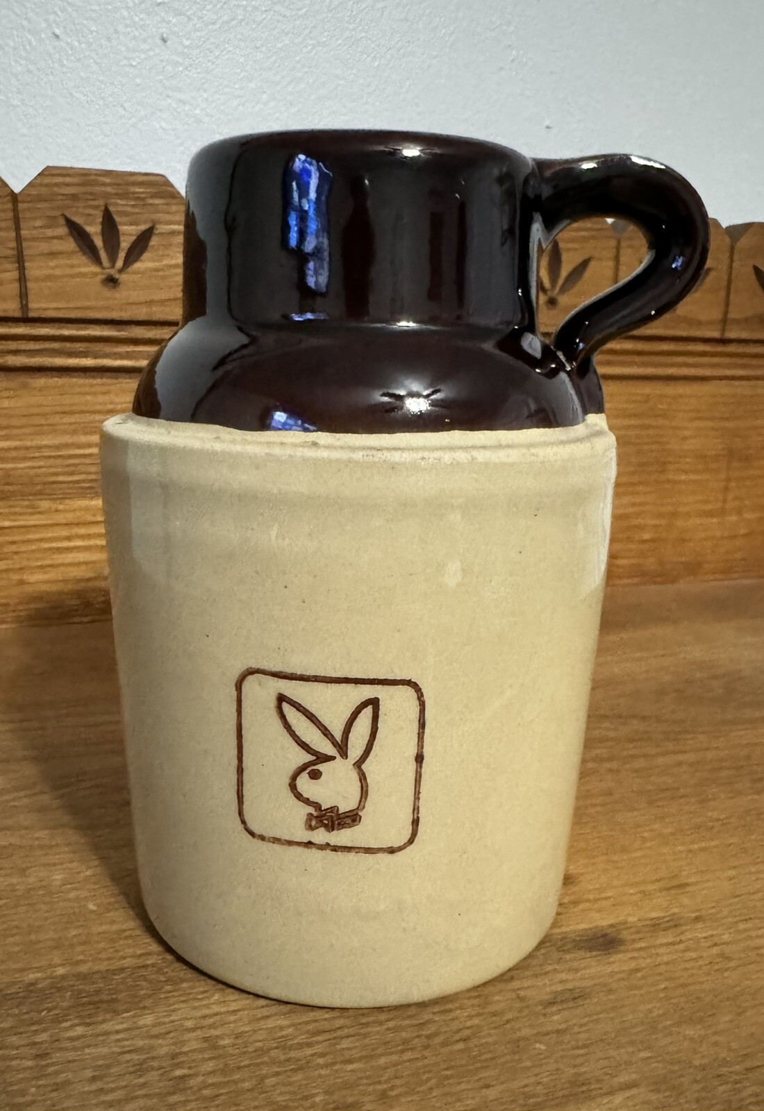 Vintage 1970s PLAYBOY Bunny Stoneware Crock Whiskey Jug - Made in USA